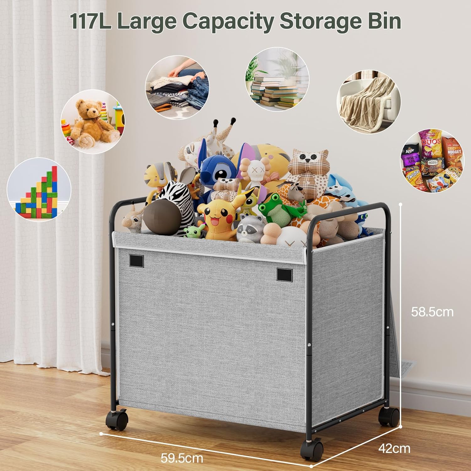 Xtsuen Scatola Portaoggetti per Giocattoli con Ruote - immagine 2