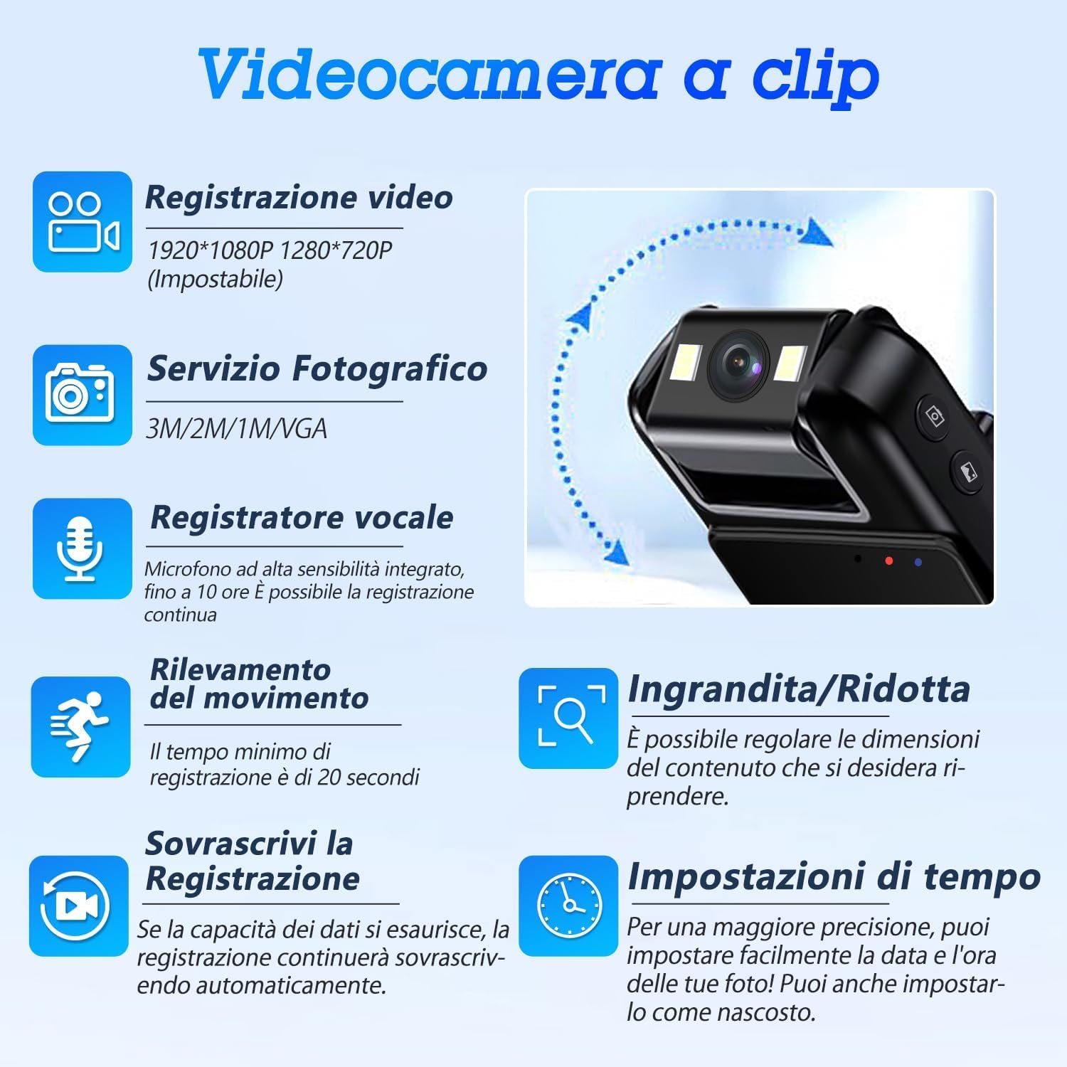 Body Cam 1080P con Audio - Mini Telecamera Portatile - immagine 2