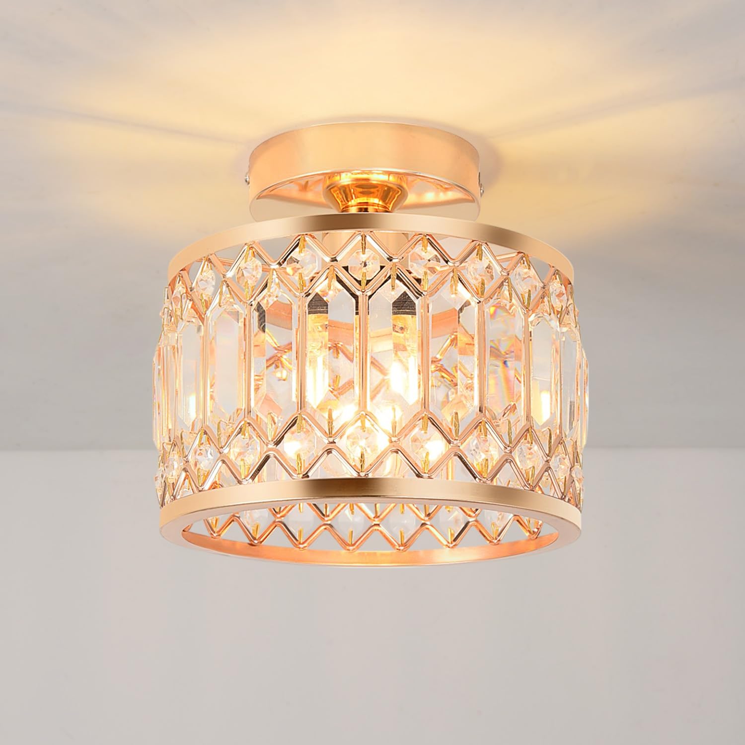 Anwio Lampadario Cristallo Oro E27 20.5CM