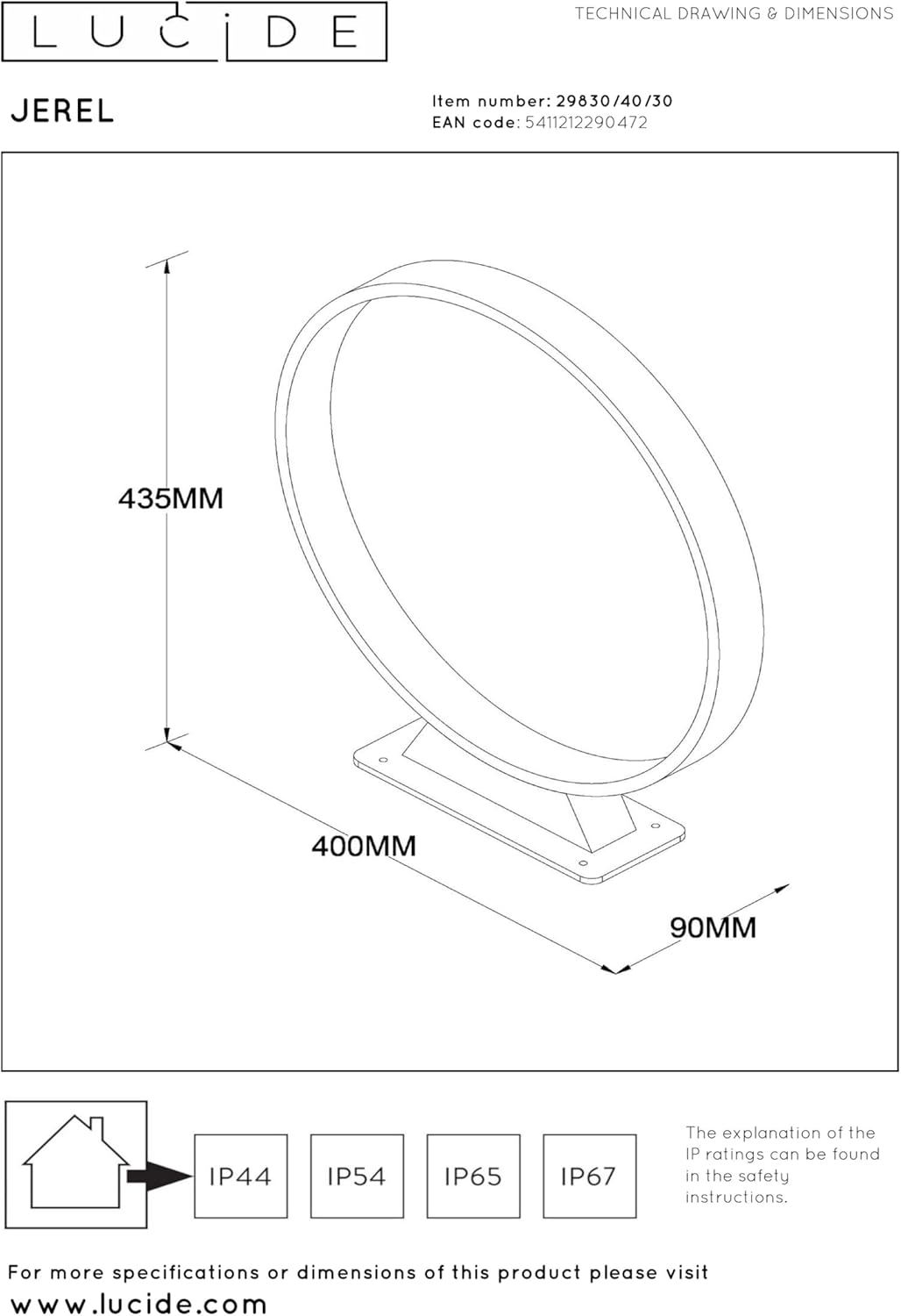 Lucide JEREL - Lampada a Sospensione LED Ø 40 cm, Nero - immagine 6