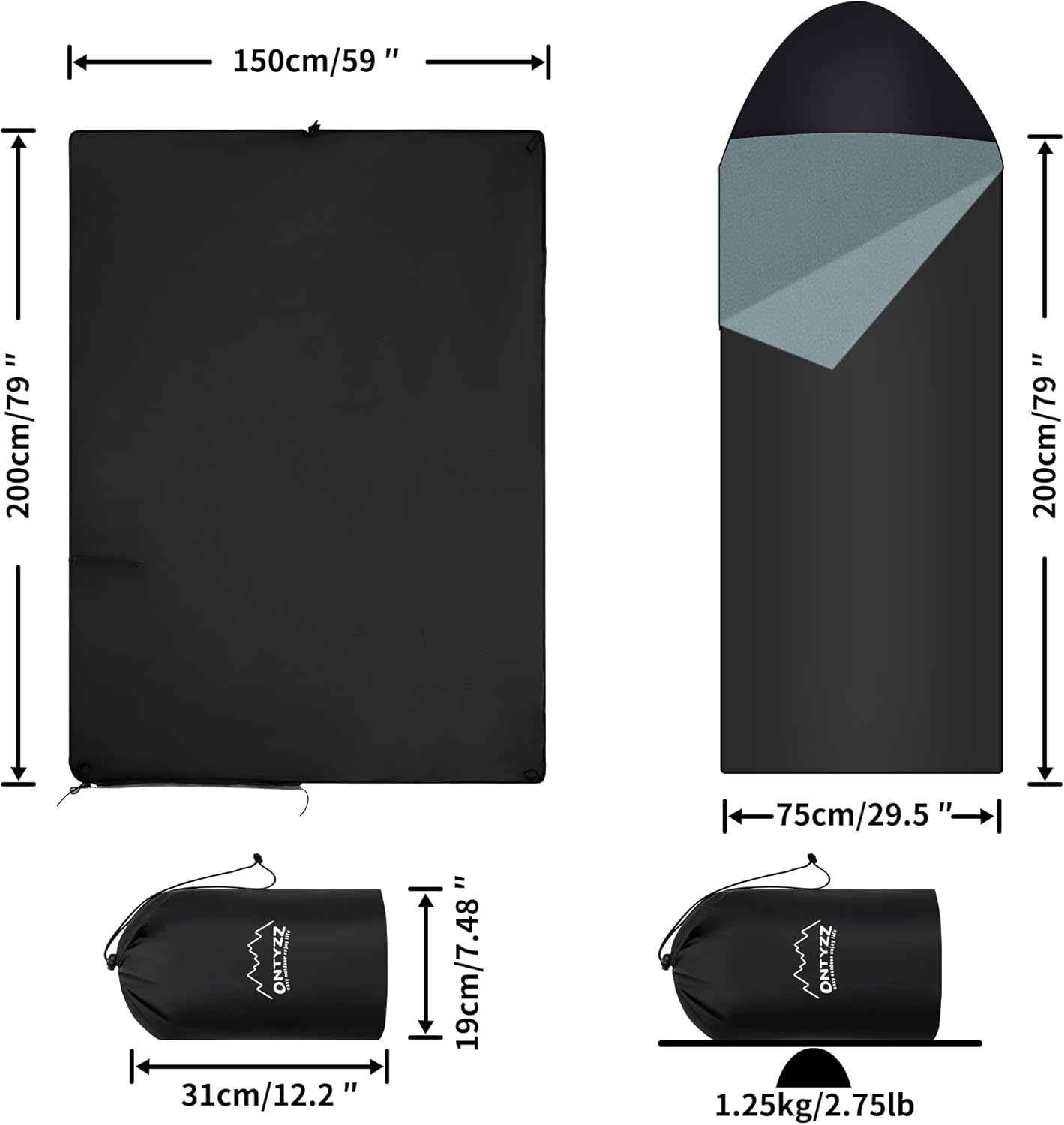 Ontyzz Coperta Termica Campeggio 150x200cm - immagine 2