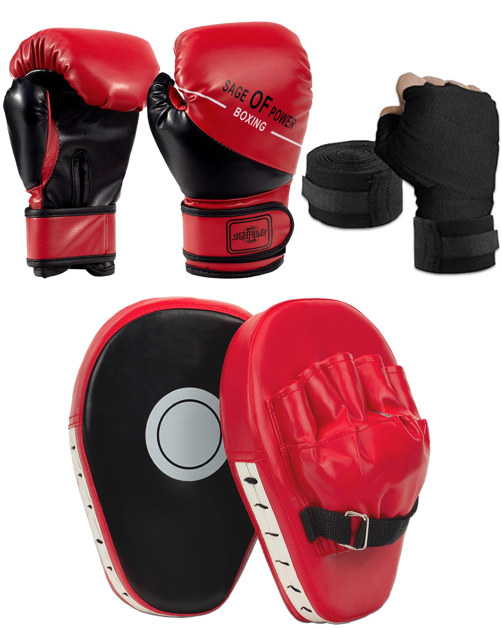 Guantoni da Boxe Set Junior 3 in 1 per Bambini 3-12 Anni