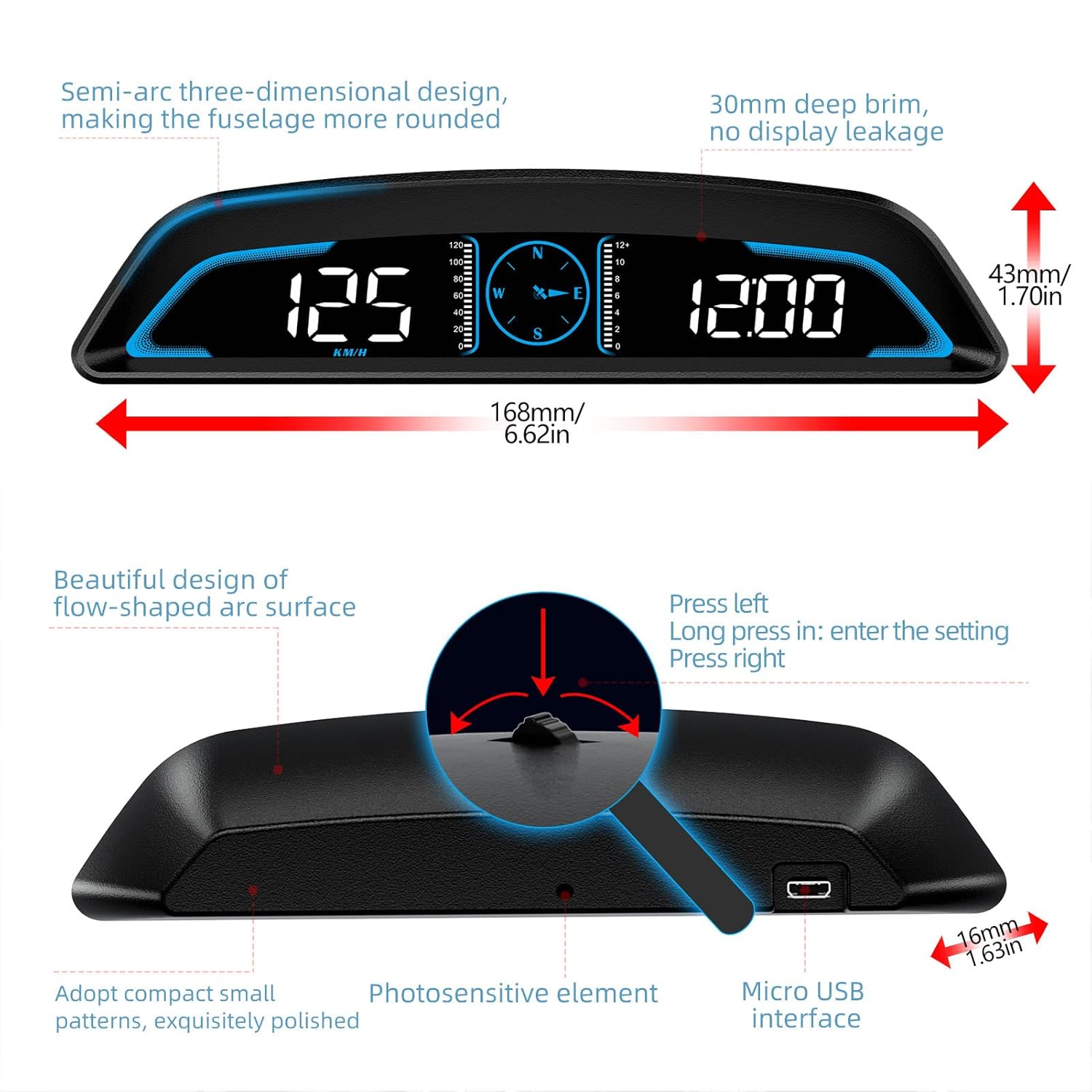 Fydun Display HUD per Auto con 2 Allarmi di Sicurezza - immagine 6