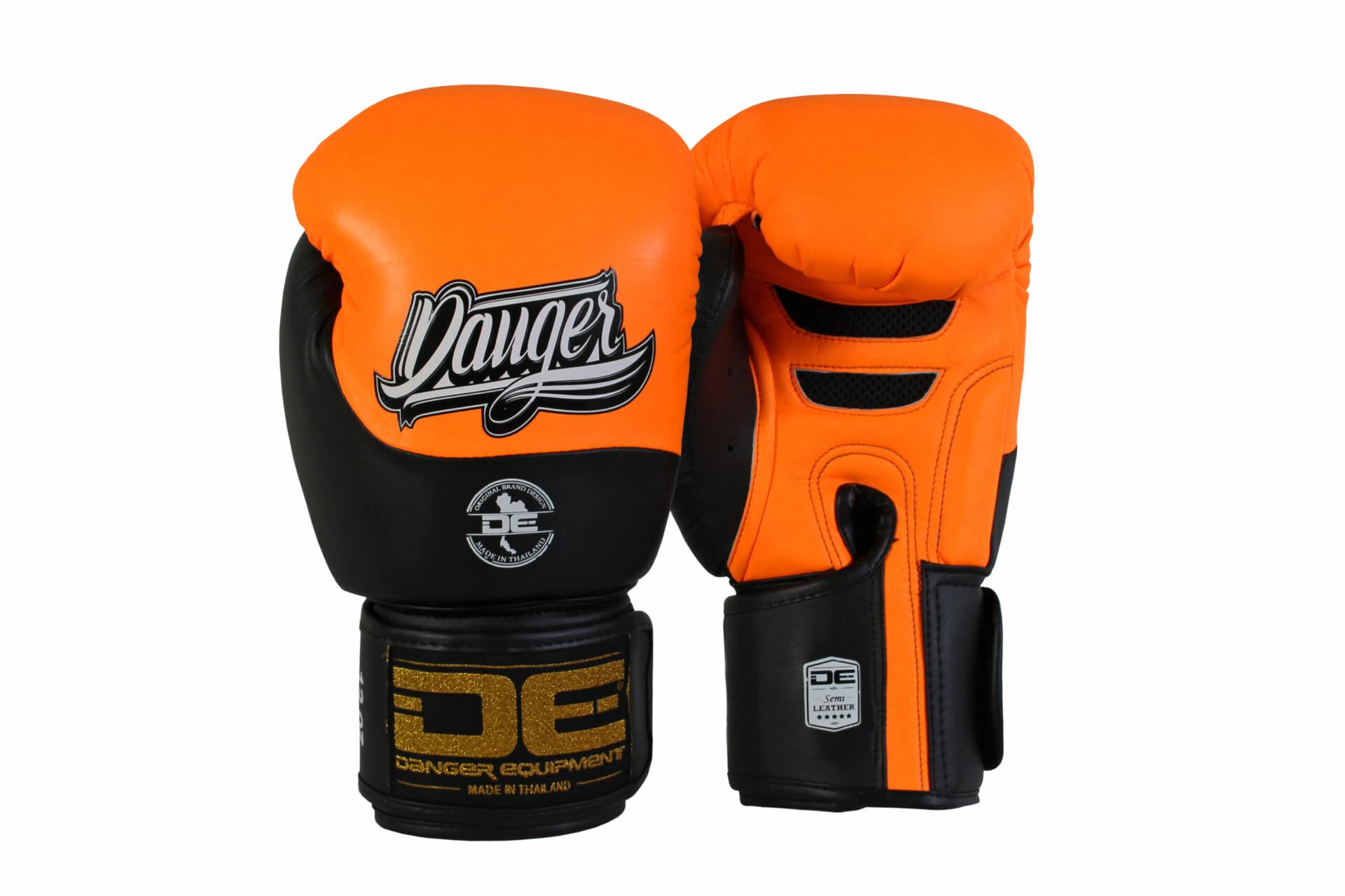 Danger Evolution Black Wrist Bokshandschoenen - Semi Leer - Oranje/Zwart
