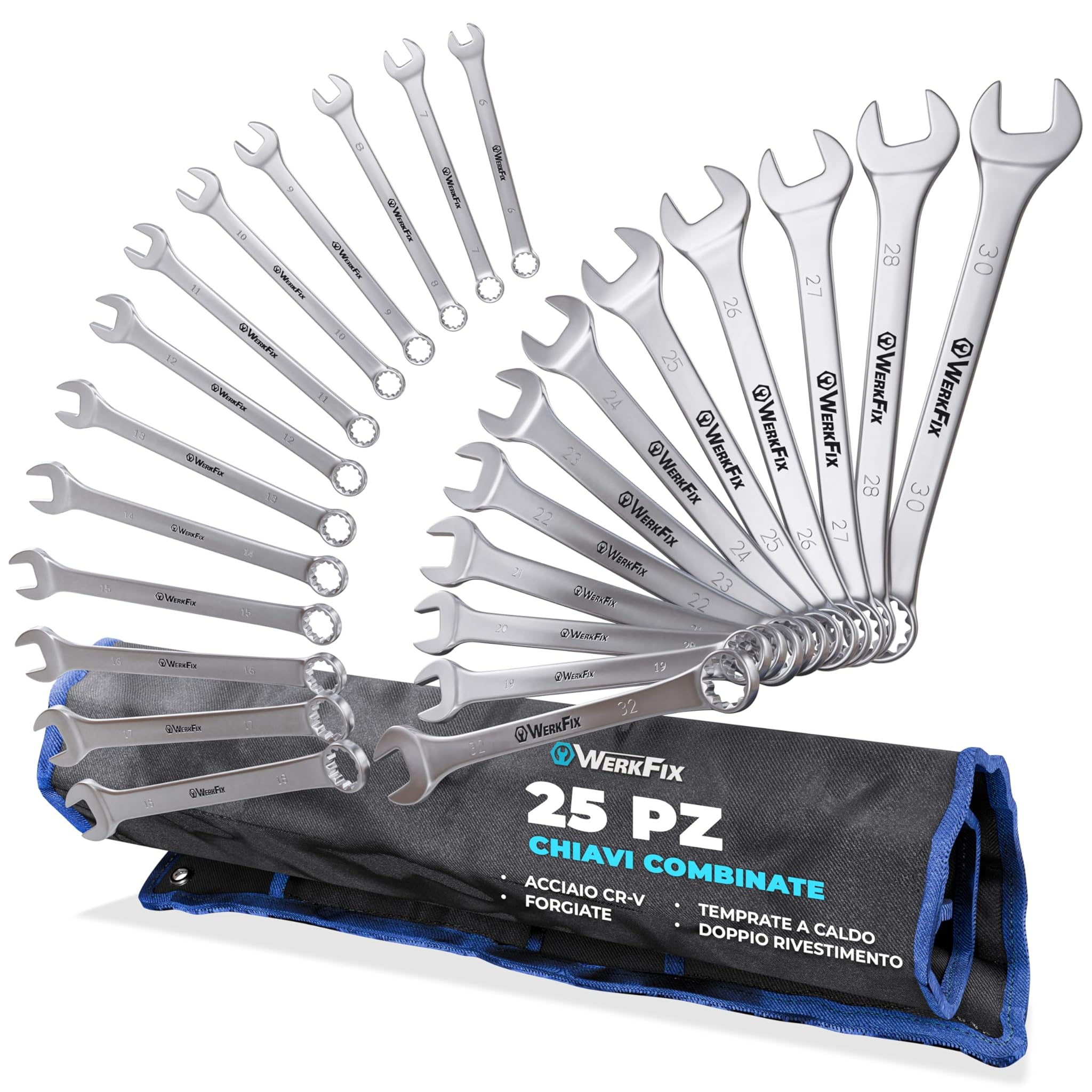 WERKFIX Set 25 Chiavi Combinate Anello e Forchetta 6-32mm