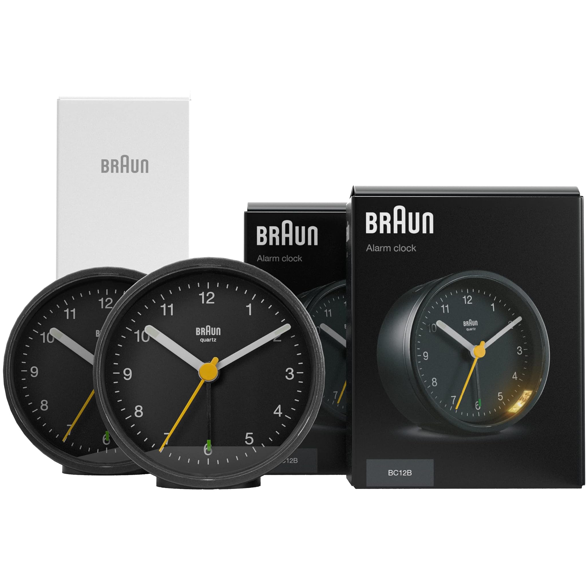 Braun Orologio Sveglia Analogico Classico BC12B, Nero (2 Pack)