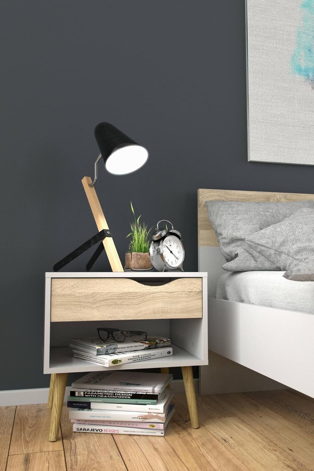 Dmora Comodino con Cassetto e Vano Contenitore - immagine 1