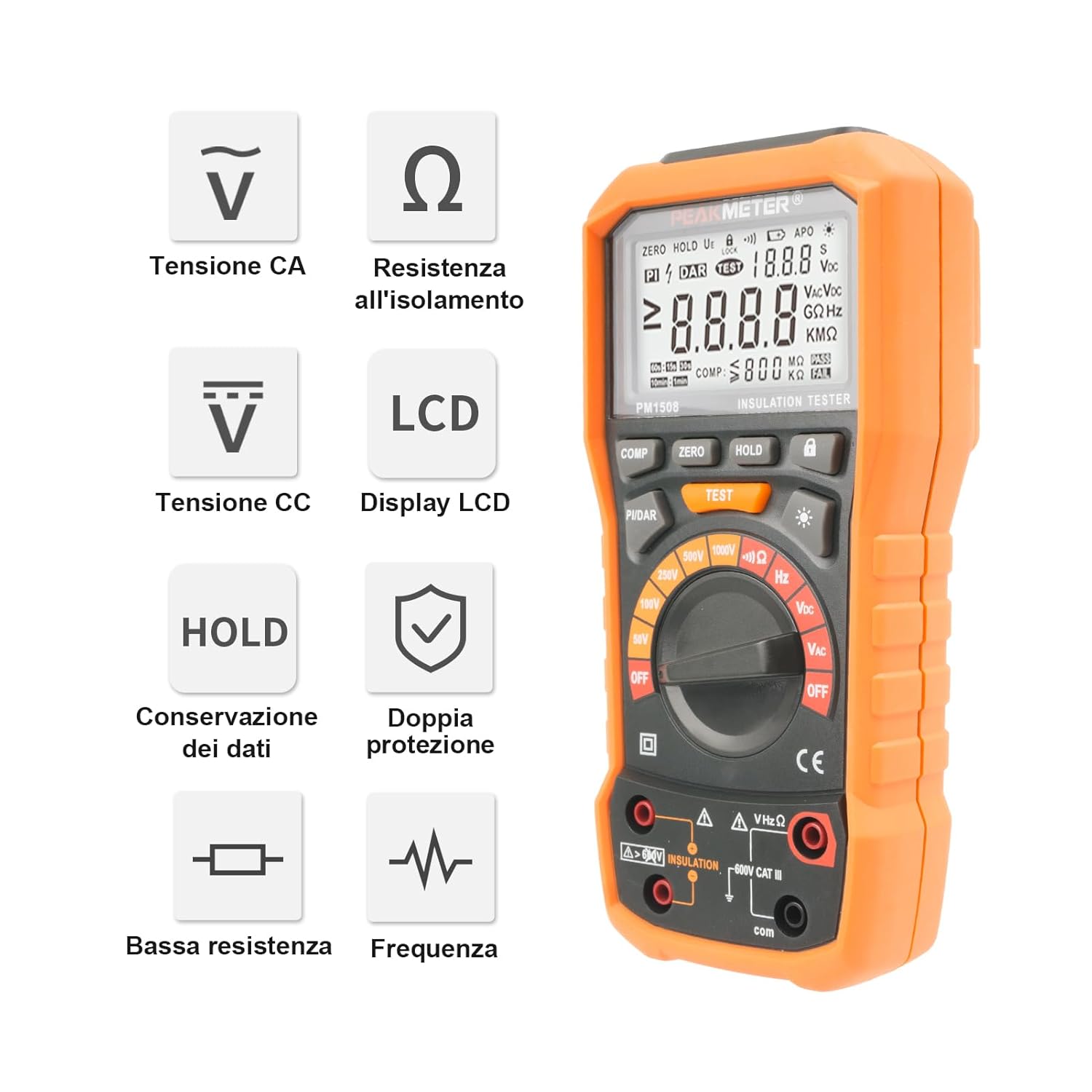 Tester di Resistenza di Isolamento Digitale 1000V - immagine 5