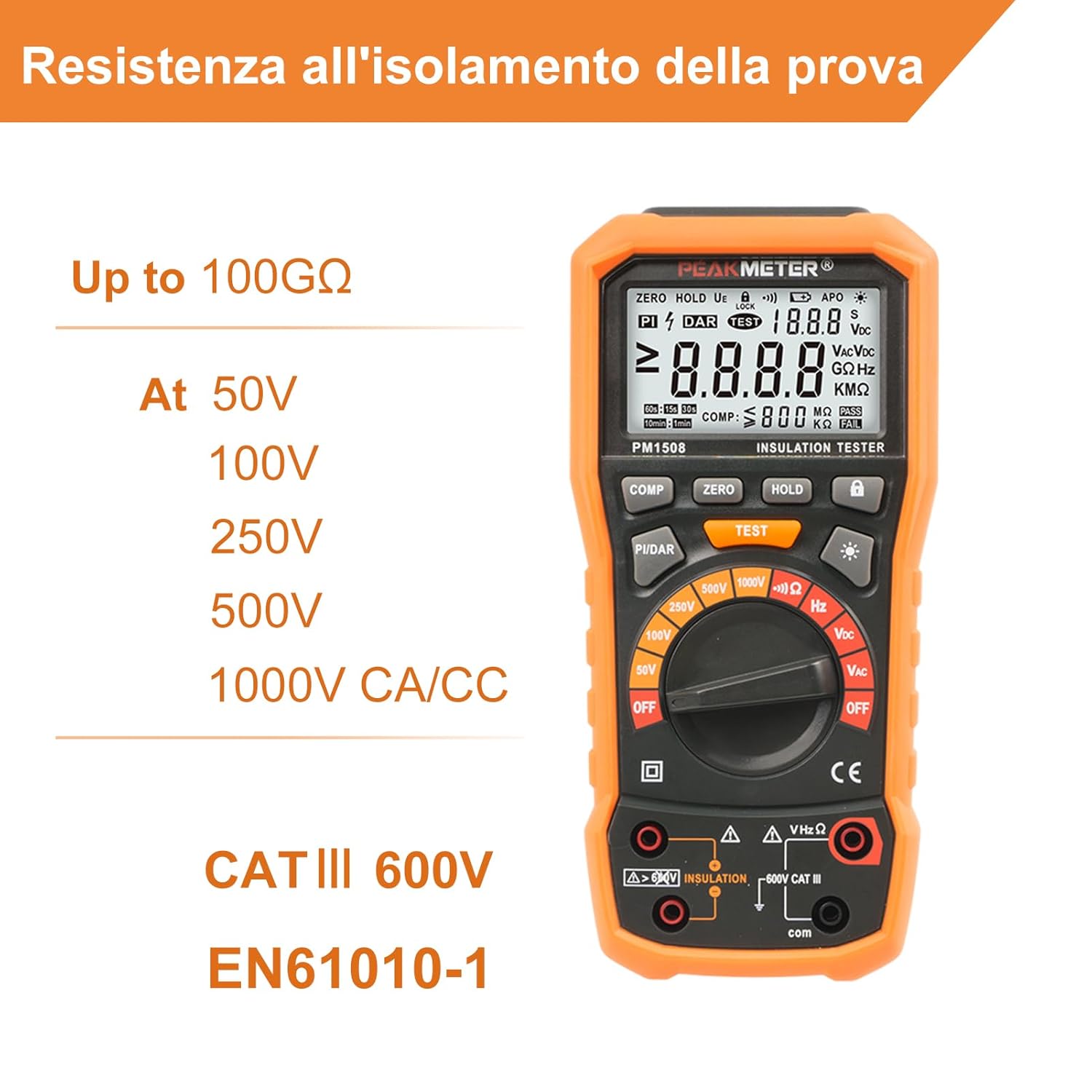 Tester di Resistenza di Isolamento Digitale 1000V - immagine 6