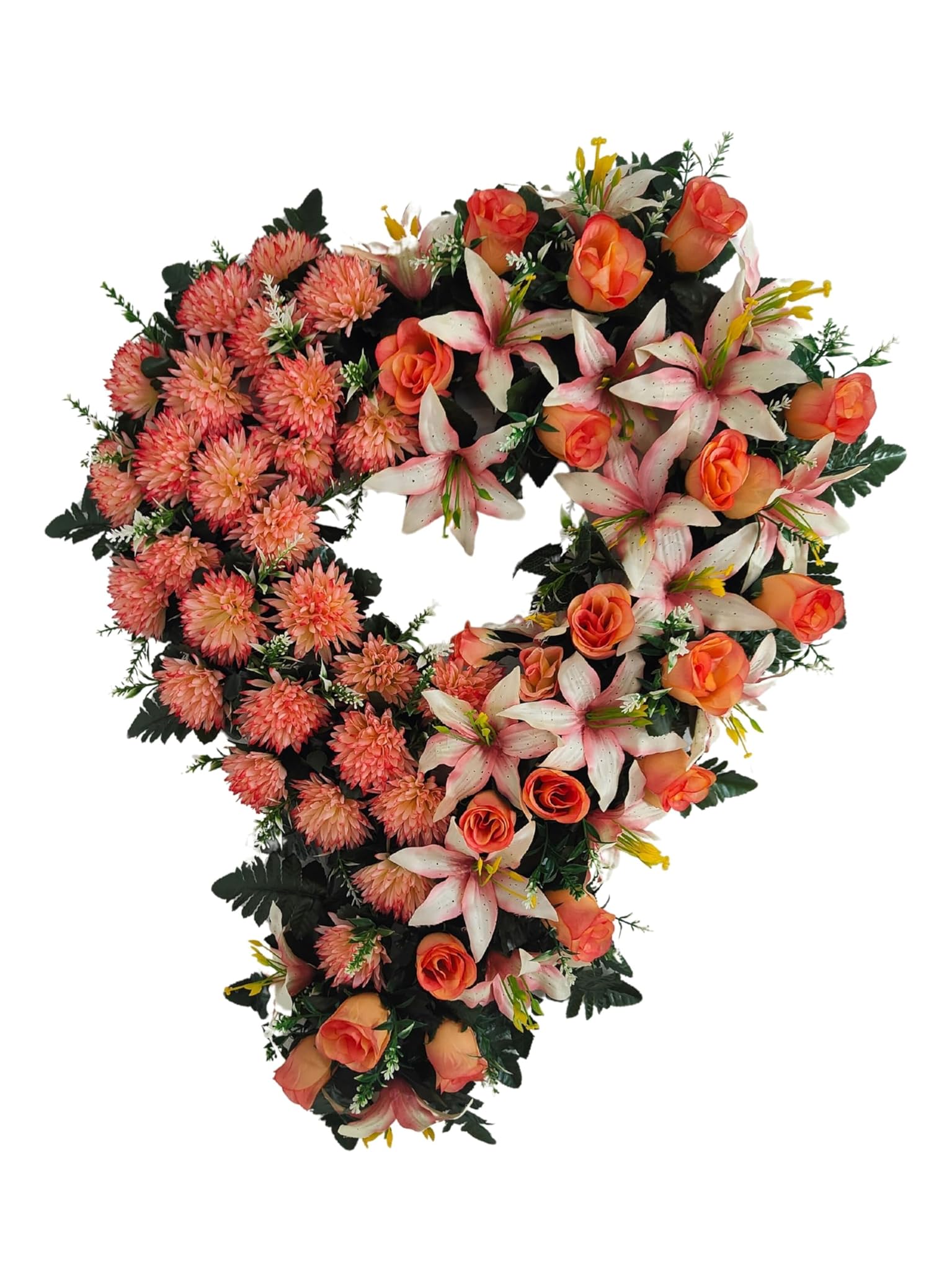 Drw Cuore di Fiori Artificiali Salmone 60x12x70 cm