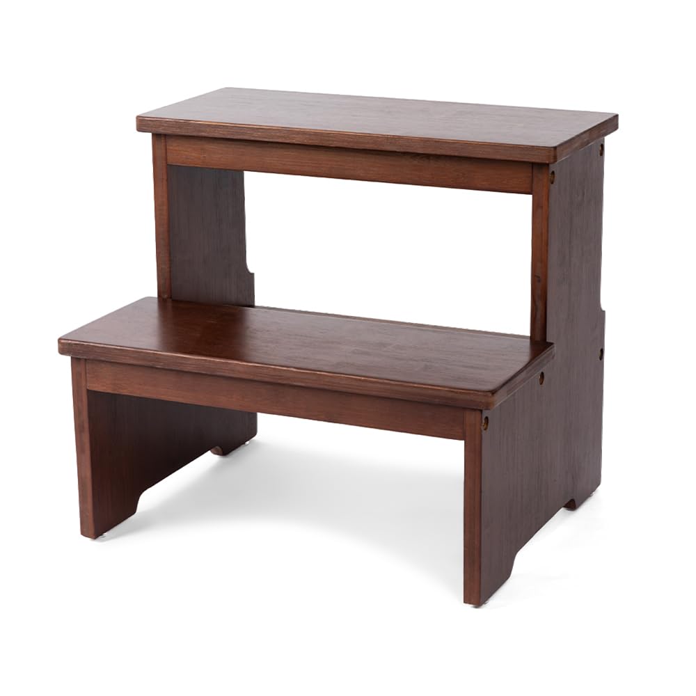 Strongtek Sgabello a Due Gradini in Bambù, Cioccolato Scuro