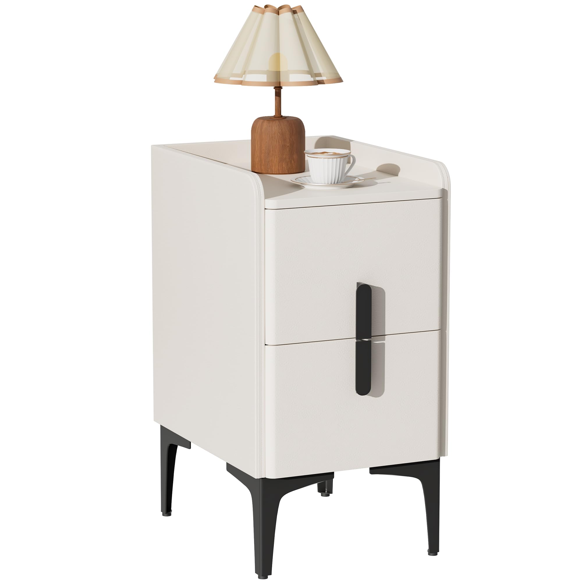 Comodino Stretto Moderno con 2 Cassetti 30x40x57cm