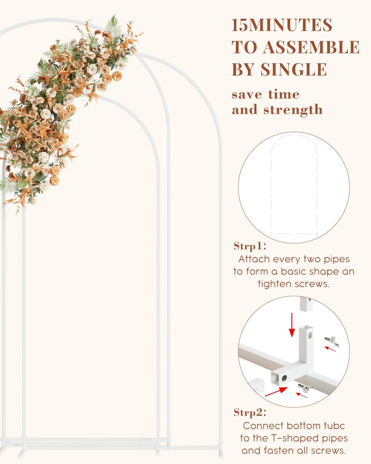 Arco per Matrimonio in Metallo - Set 3 Pezzi - immagine 7