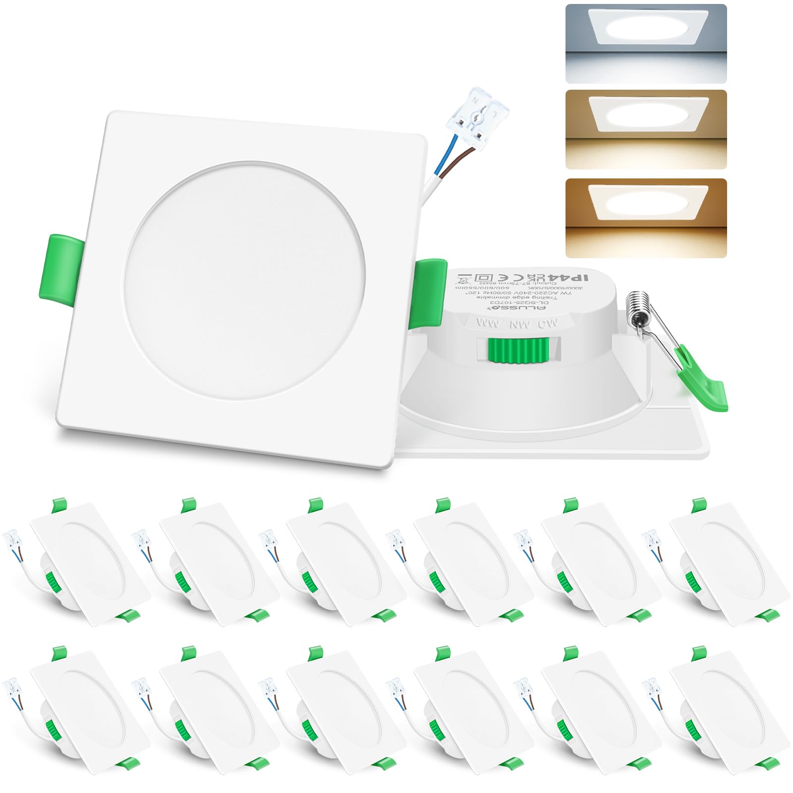 Alusso Lighting Faretto LED Incasso 7W Quadrato Bianco (Set 12)