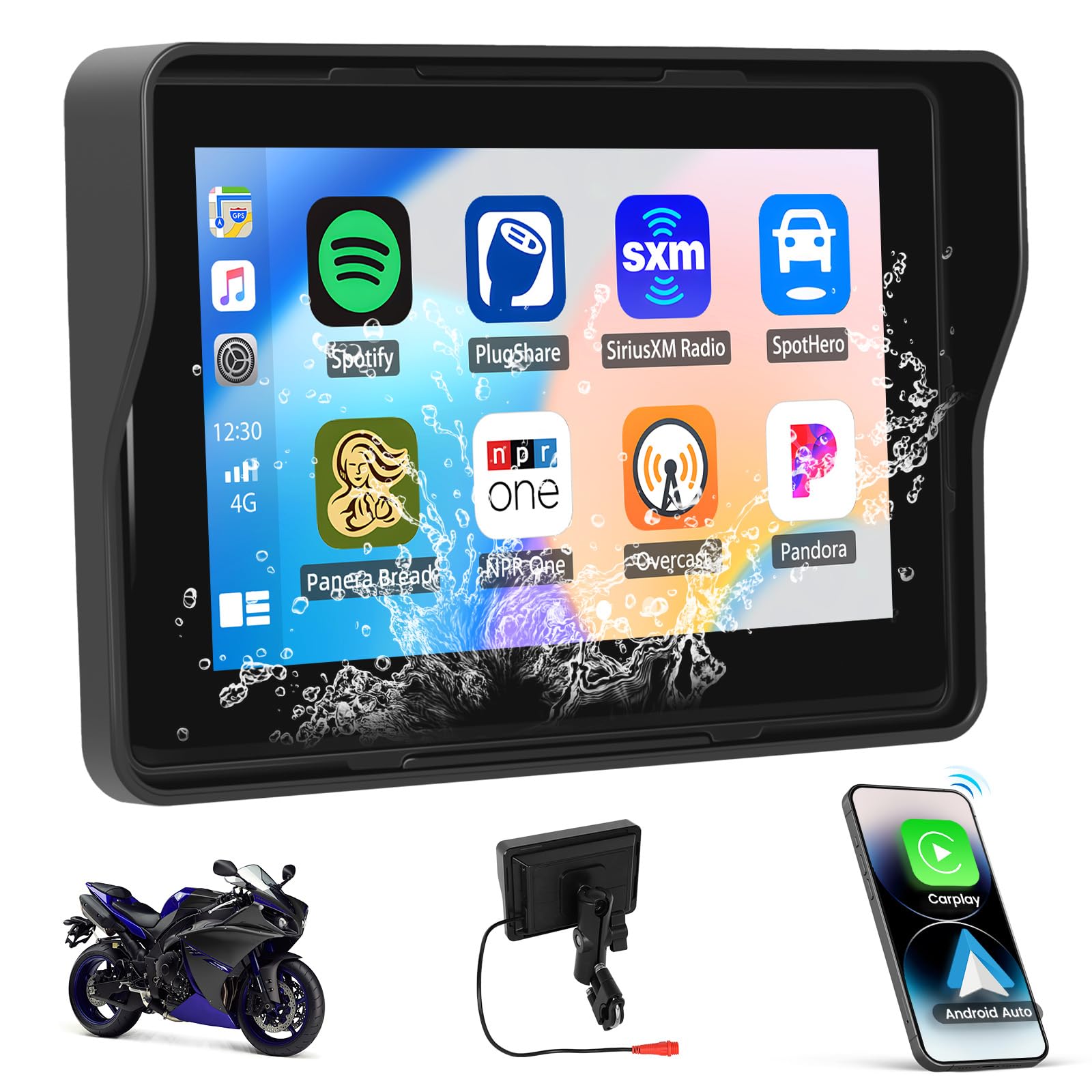 Camecho GPS Carplay Navi Display per Moto 5 Pollici