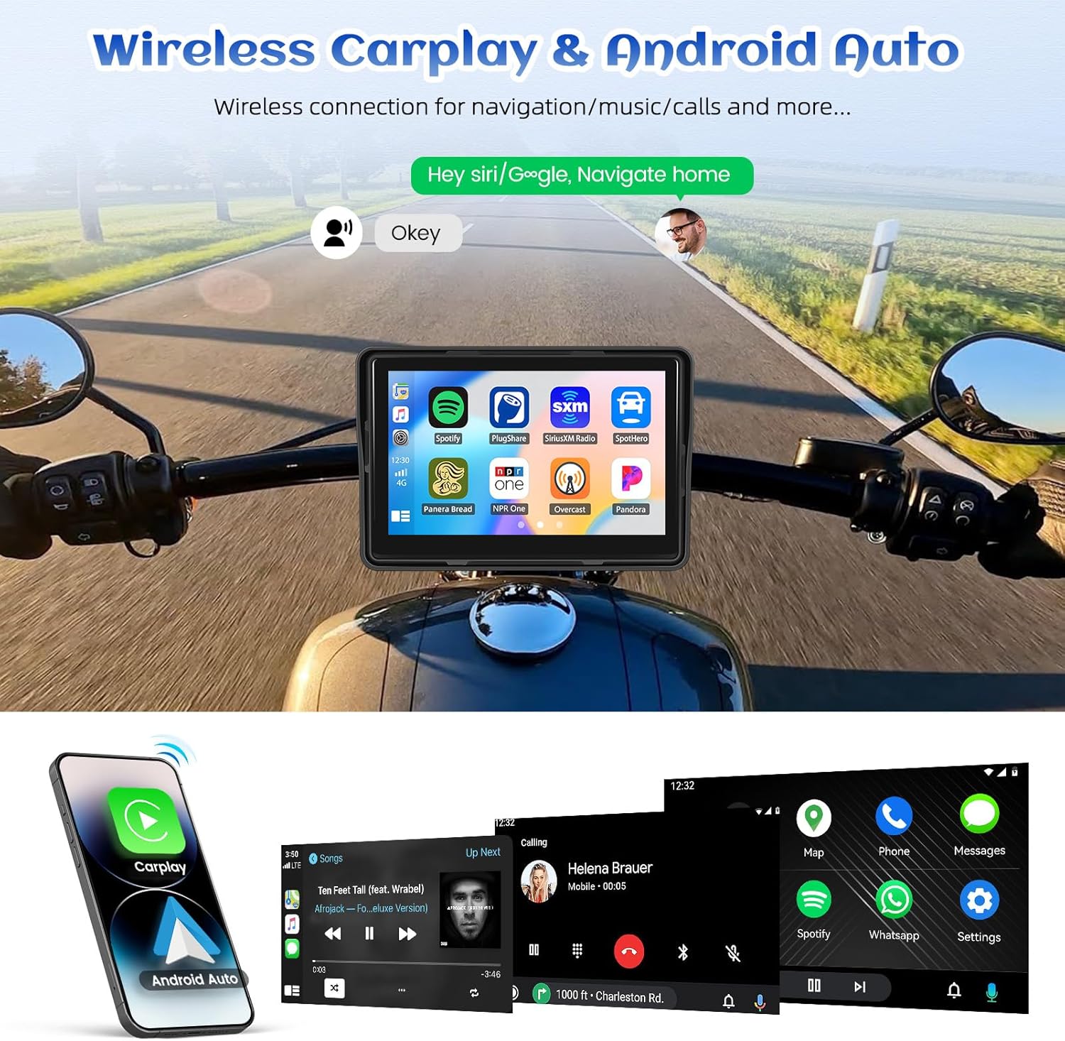 Camecho GPS Carplay Navi Display per Moto 5 Pollici - immagine 3