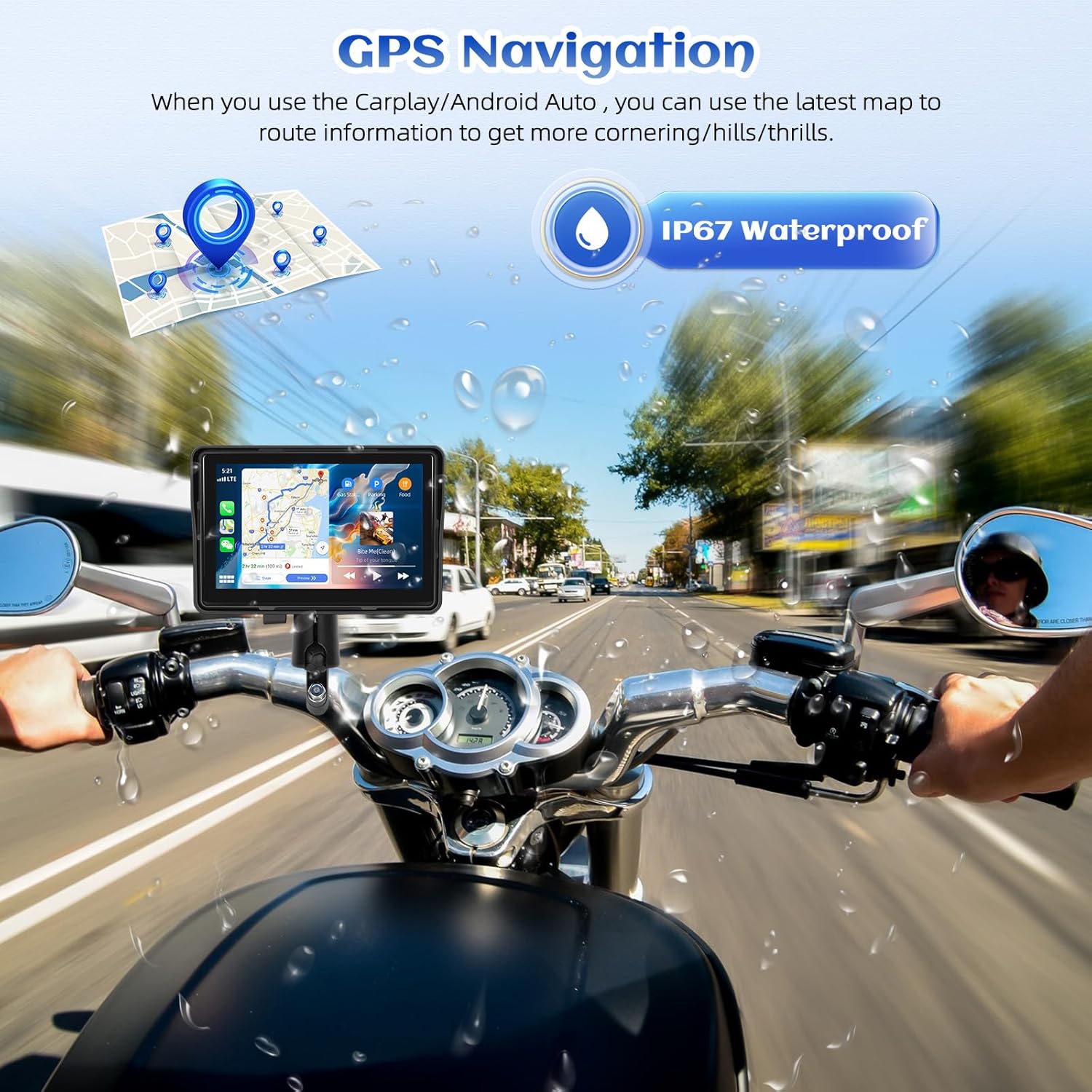 Camecho GPS Carplay Navi Display per Moto 5 Pollici - immagine 4