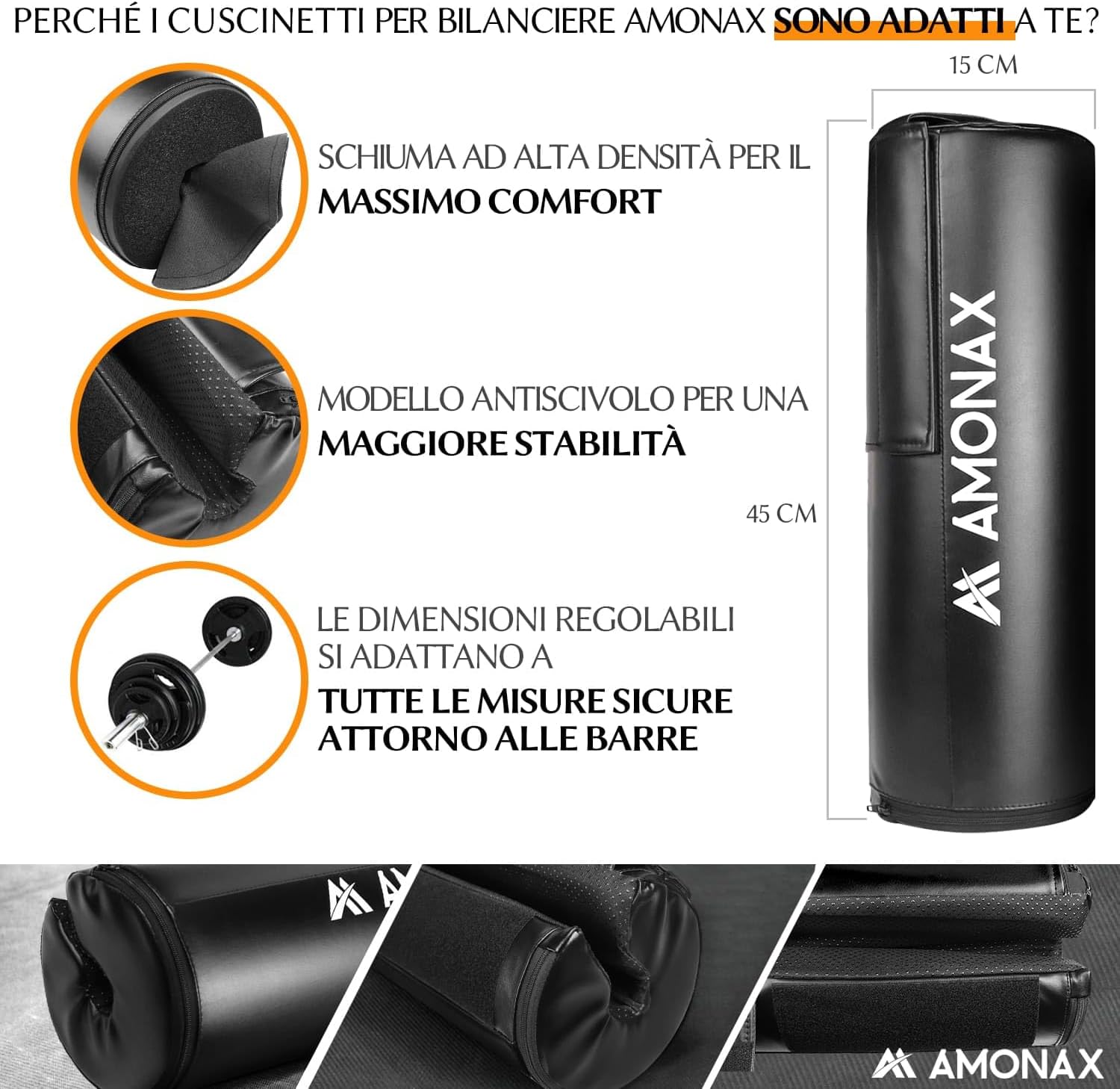 Amonax Hip Thrust Cuscino per Bilanciere Extra Spesso - immagine 3
