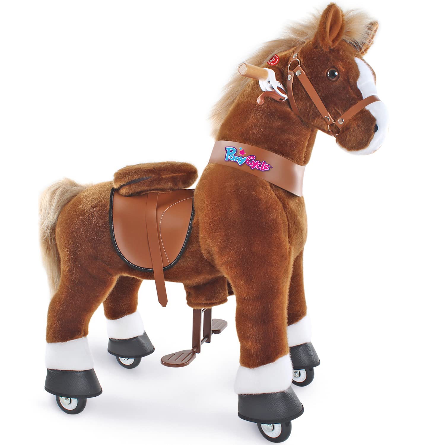 PonyCycle Modello U Cavallo che Cammina senza Elettrico con Rotelle cavalli Giocattoli Cavalcabili per Bambini (con Freno/con Suono/ 90cm Altezza/Taglia 4 per 4-7 Anni) Cavallo Marrone Ux424