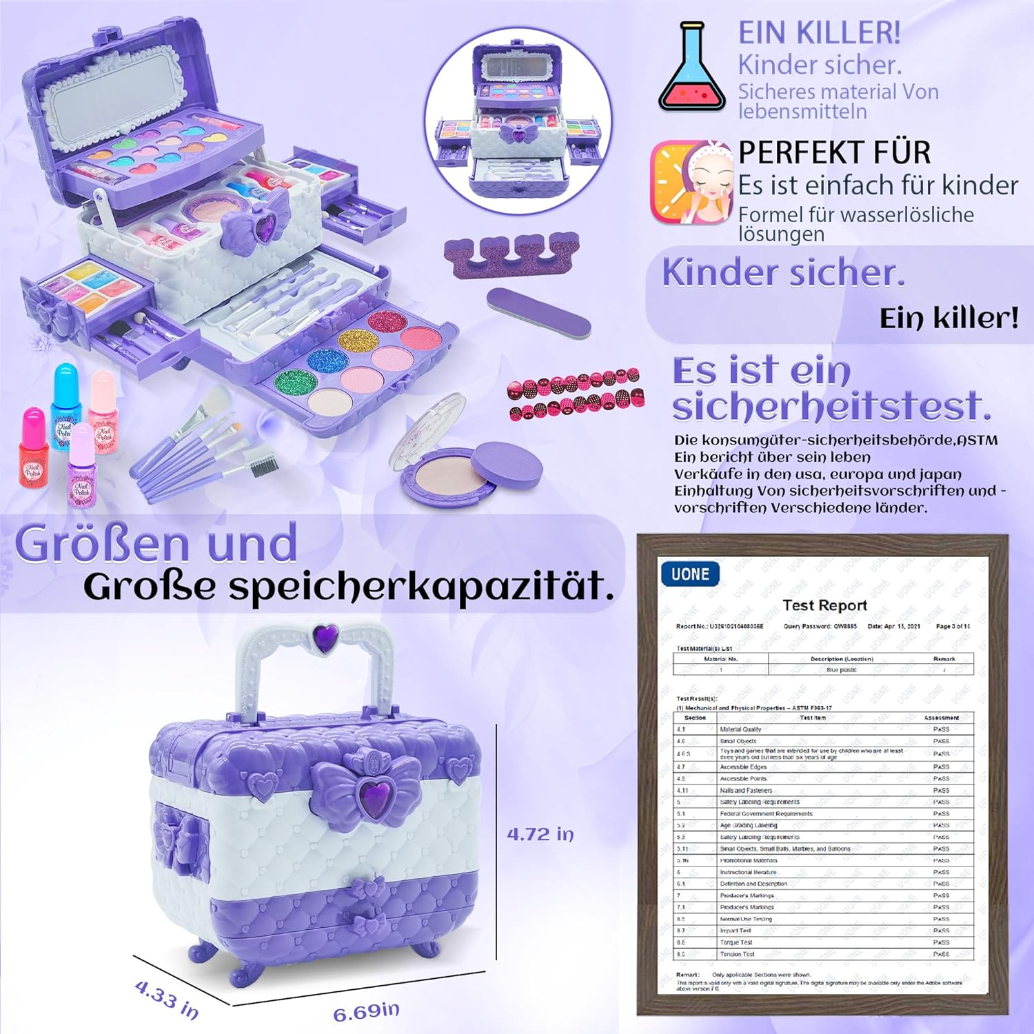 Set Trucchi Bambini 57 Pezzi Anallergici Lavabile, Viola - immagine 6