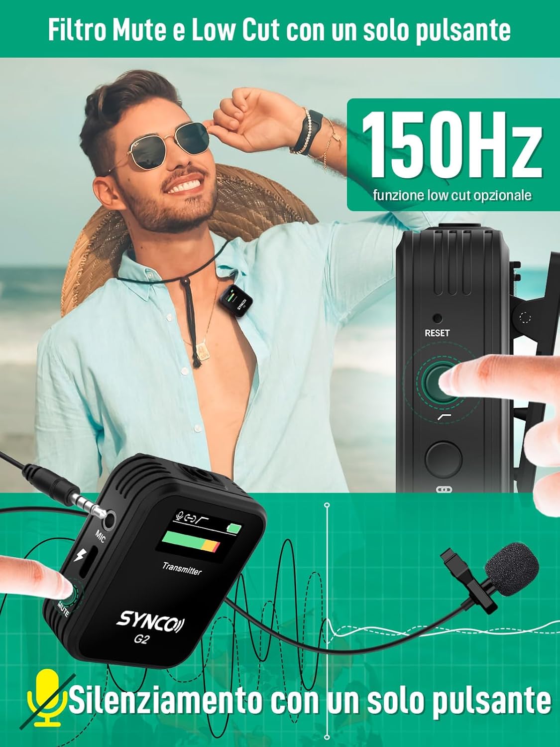 Synco Microfono Lavalier Wireless G2 A1 2.4GHz - immagine 6