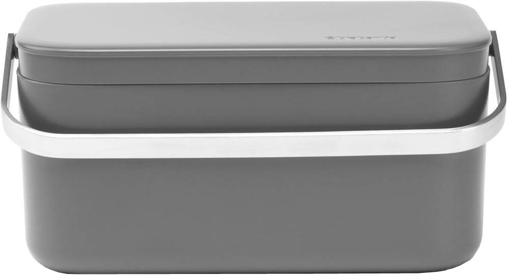 Brabantia Sink Side Contenitore per Organico, Dark Grey, 12.7 x 22.1 x 10.7 cm