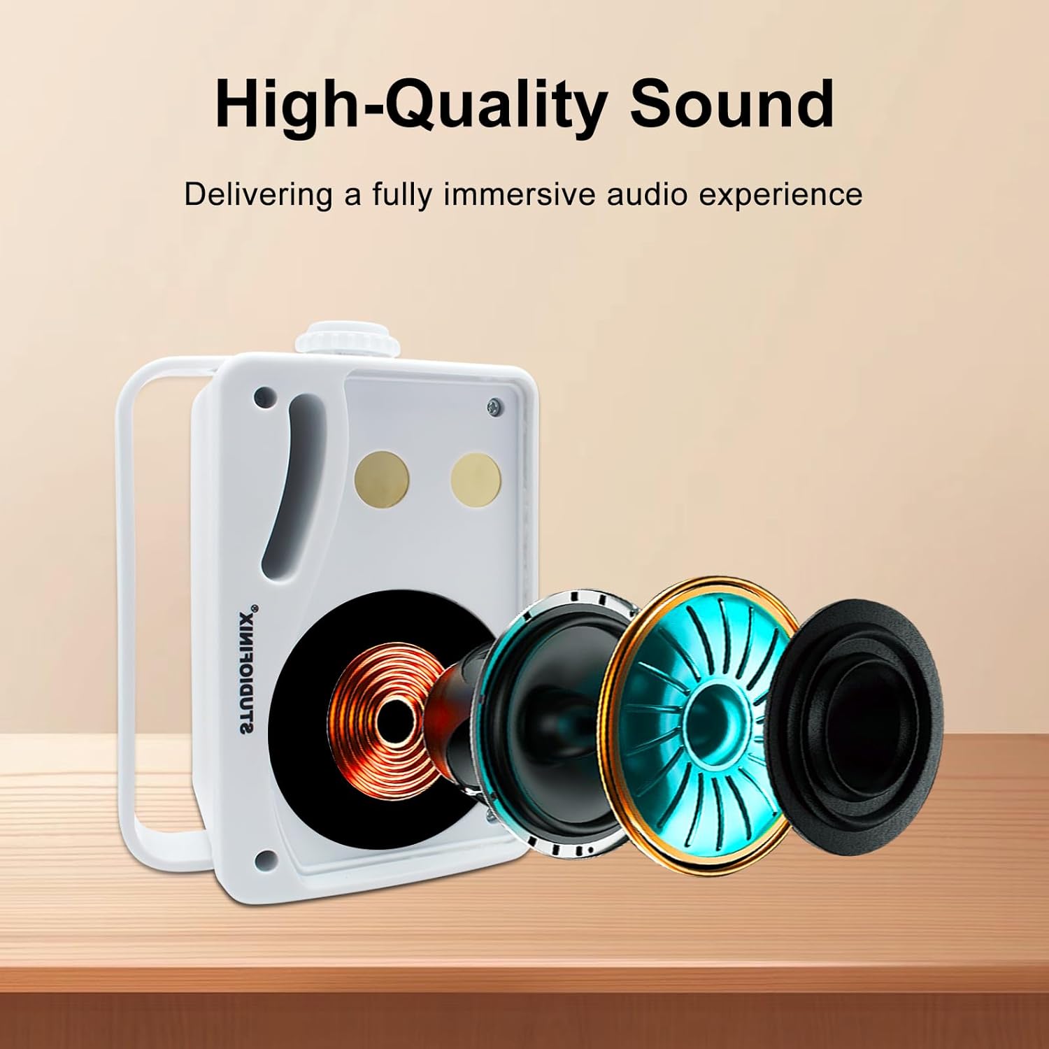 Studiofinix Altoparlanti Bluetooth 3,5" 200W, Bianco - immagine 3