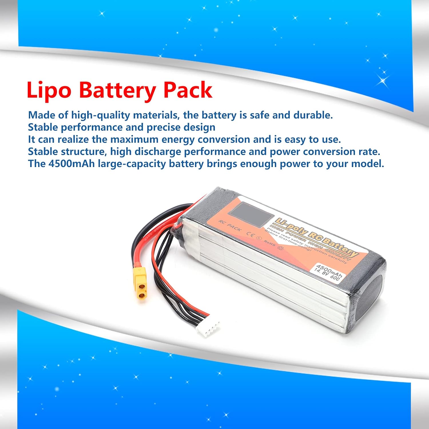 Batteria RC Lipo 14.8V 4500mAh 4S 60C - immagine 2