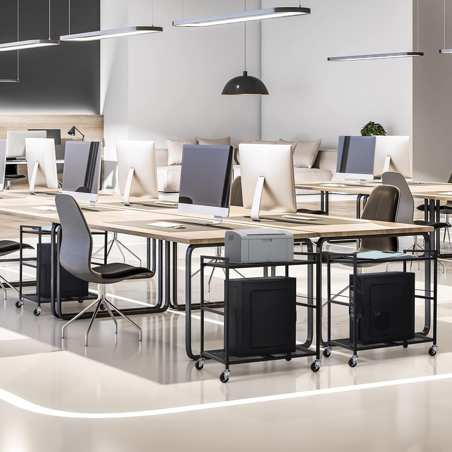 Ybing - Supporto a Torre per Computer con Ruote, Nero - immagine 4