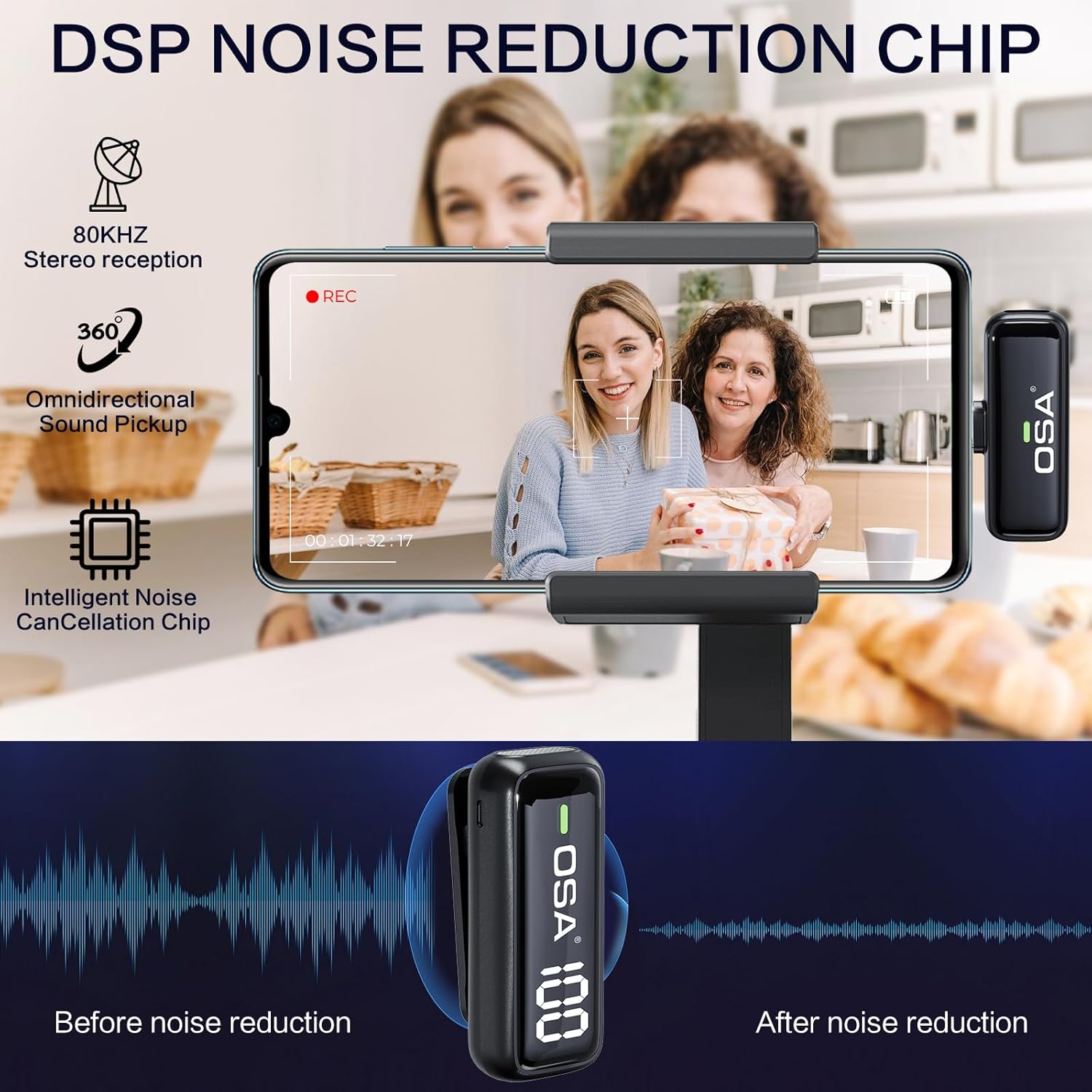 Osa Microfono Wireless con Custodia Ricarica (Tipo C) - immagine 3