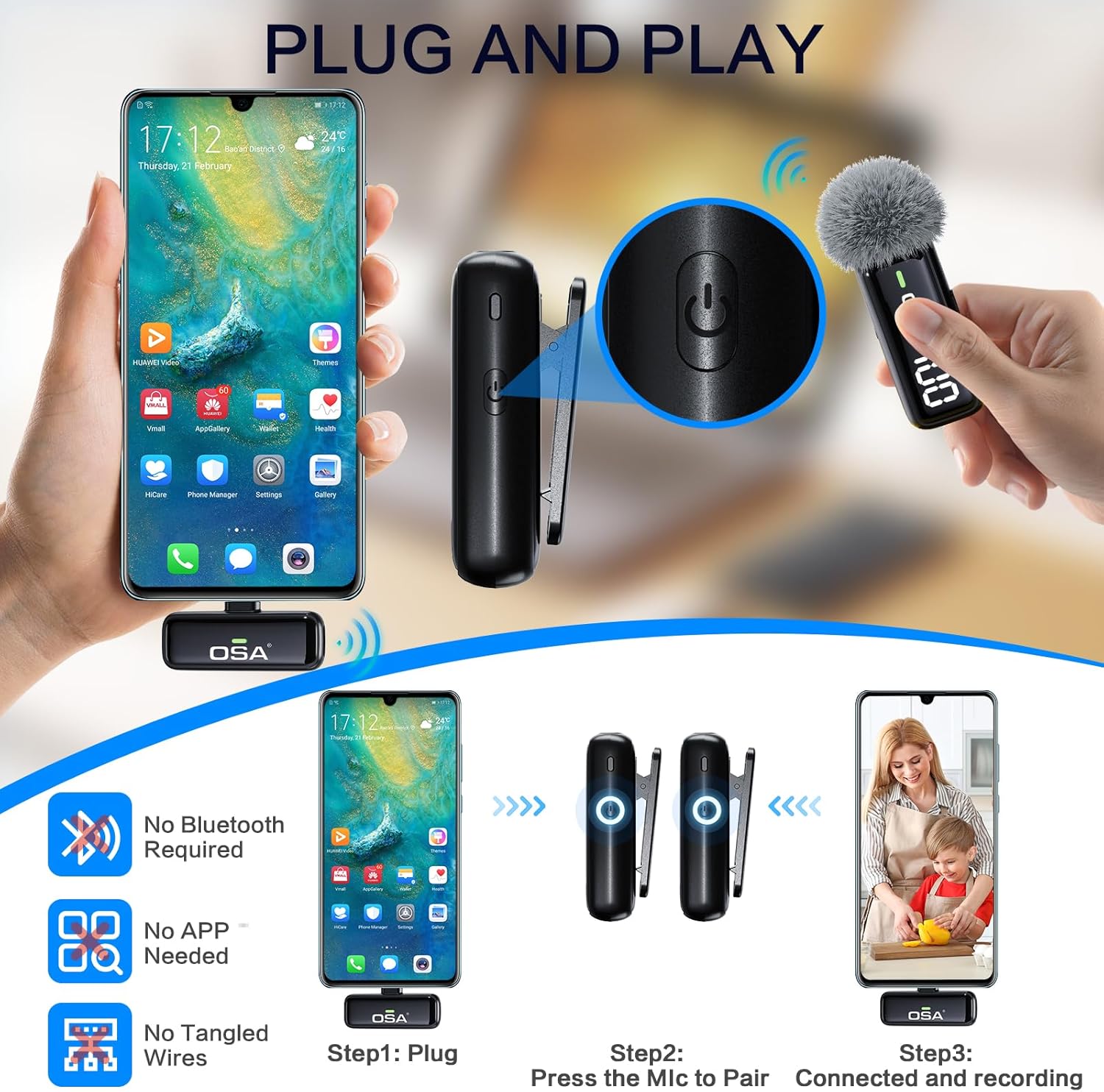 Osa Microfono Wireless con Custodia Ricarica (Tipo C) - immagine 4