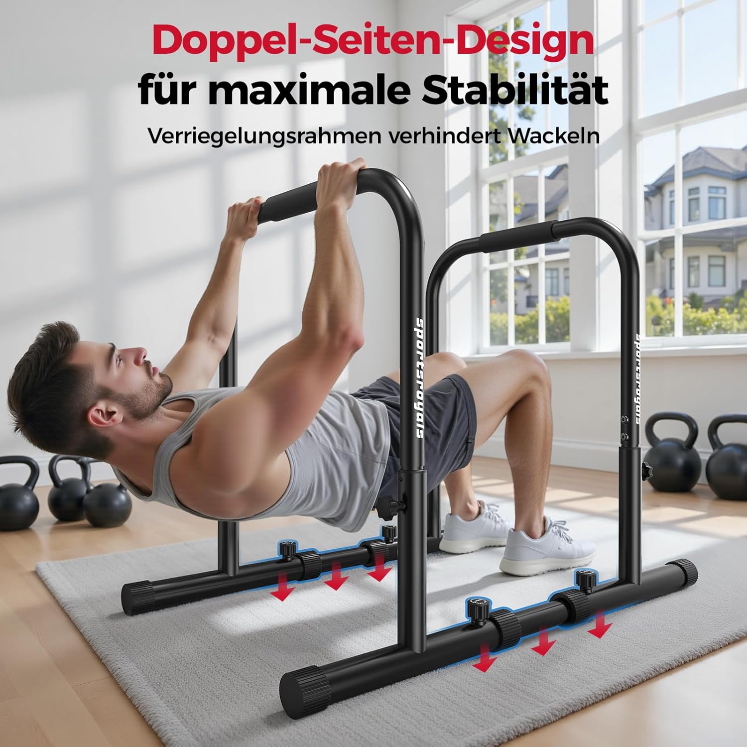 Sportsroyals Barra Regolabile per Dip Bar 400 LBS - immagine 2