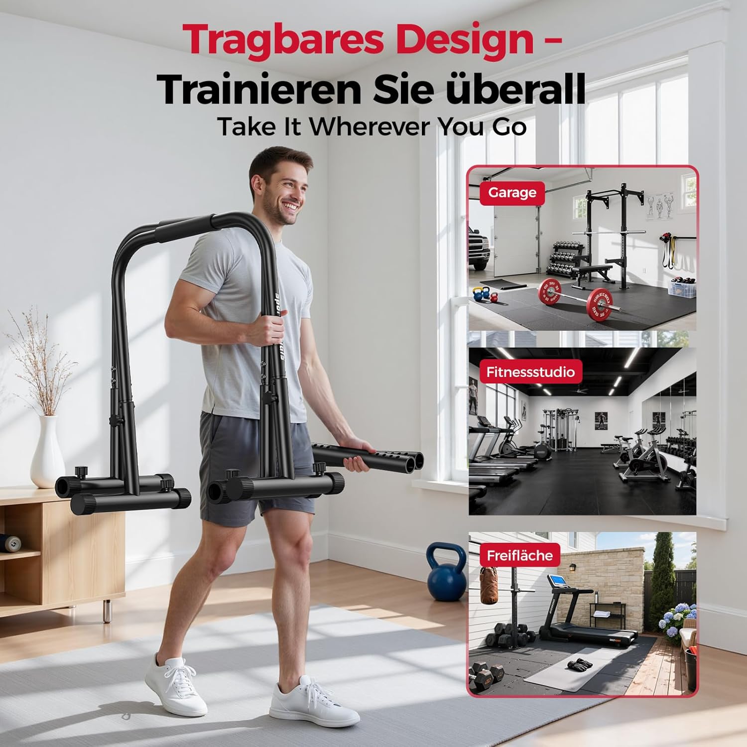 Sportsroyals Barra Regolabile per Dip Bar 400 LBS - immagine 7