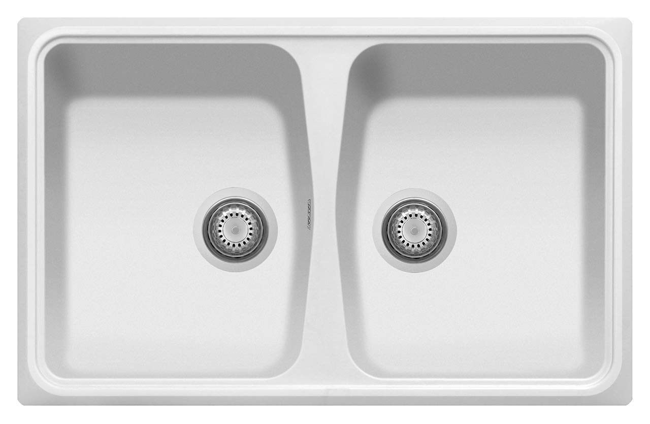 Plados Lavello in quarzo da cucina incasso SP0792 due vasche - Bianco
