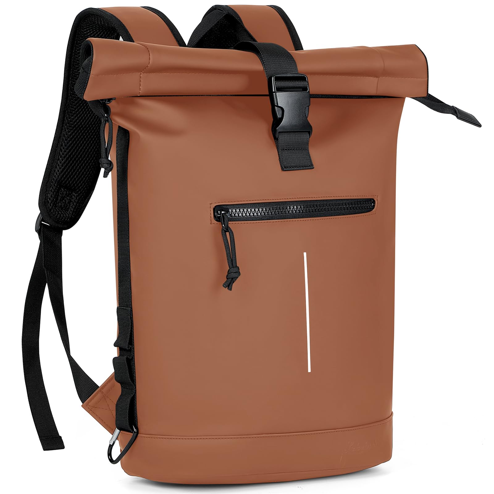 Lekeinchi Zaino Rolltop Impermeabile Porta PC 17 Pollici, Marrone