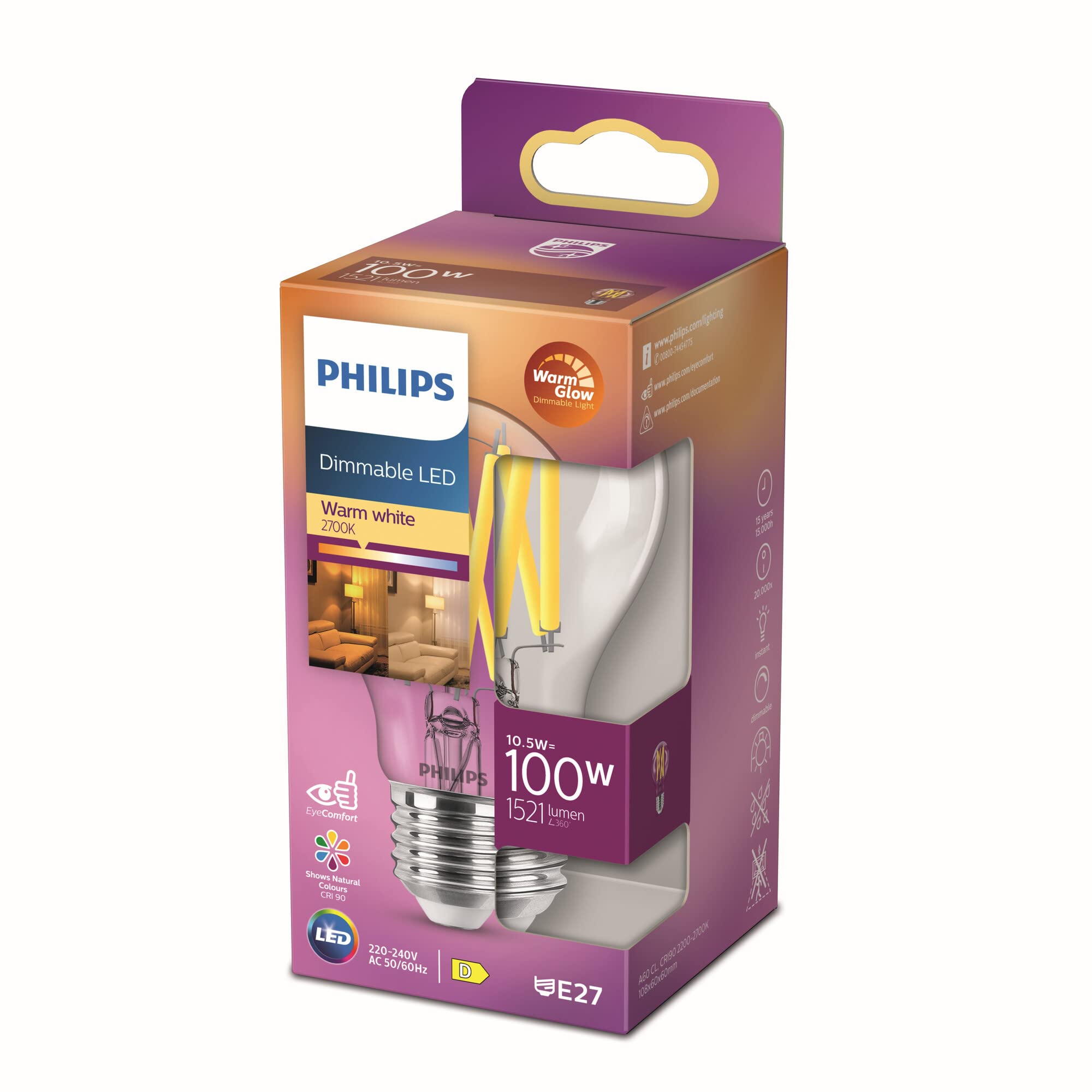 Philips LED Lampadina Filamento Goccia 100W E27