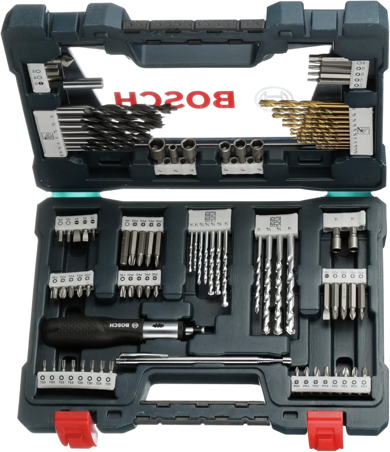 BOSCH Set misto di foratura e guida, 91 pezzi, MS4091 - immagine 2