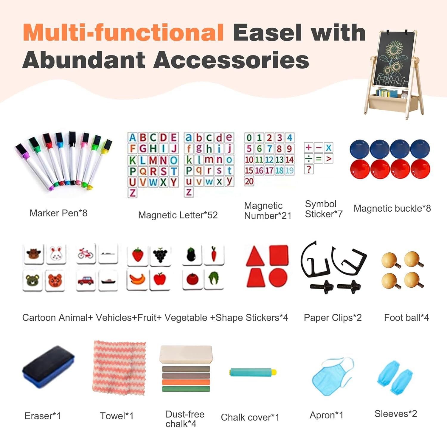 Lavagna per Bambini Cavalletto Artistico 3 in 1 - immagine 2