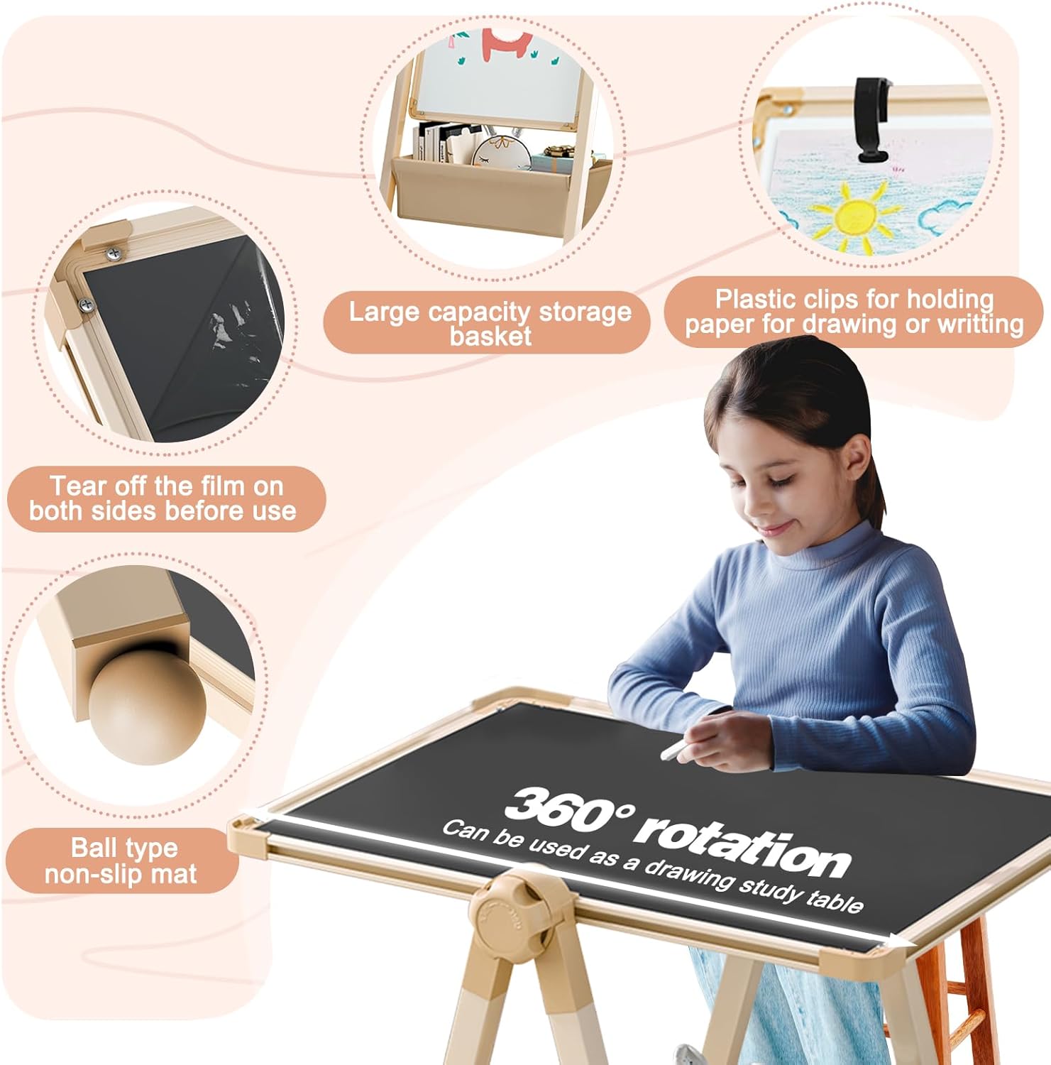 Lavagna per Bambini Cavalletto Artistico 3 in 1 - immagine 5