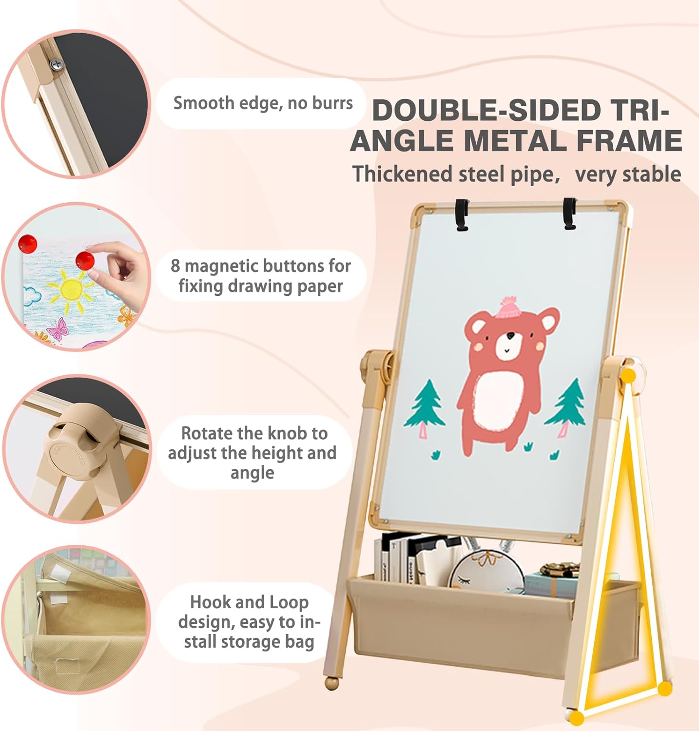 Lavagna per Bambini Cavalletto Artistico 3 in 1 - immagine 6