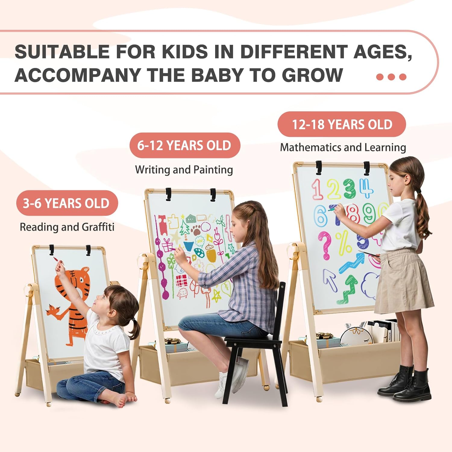 Lavagna per Bambini Cavalletto Artistico 3 in 1 - immagine 8