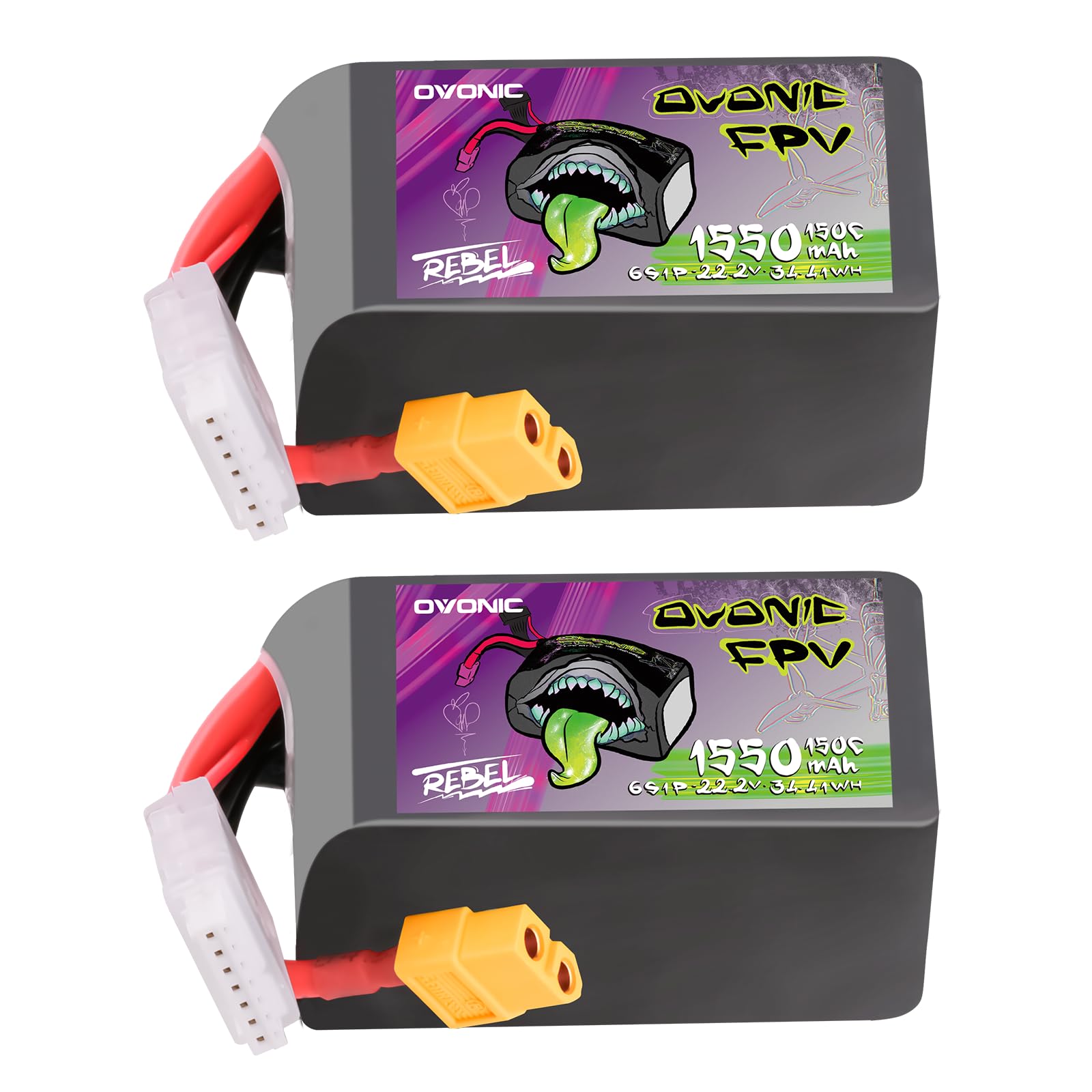 Ovonic Batteria Lipo 6S 1550mAh 22.2V 150C (2 pezzi)