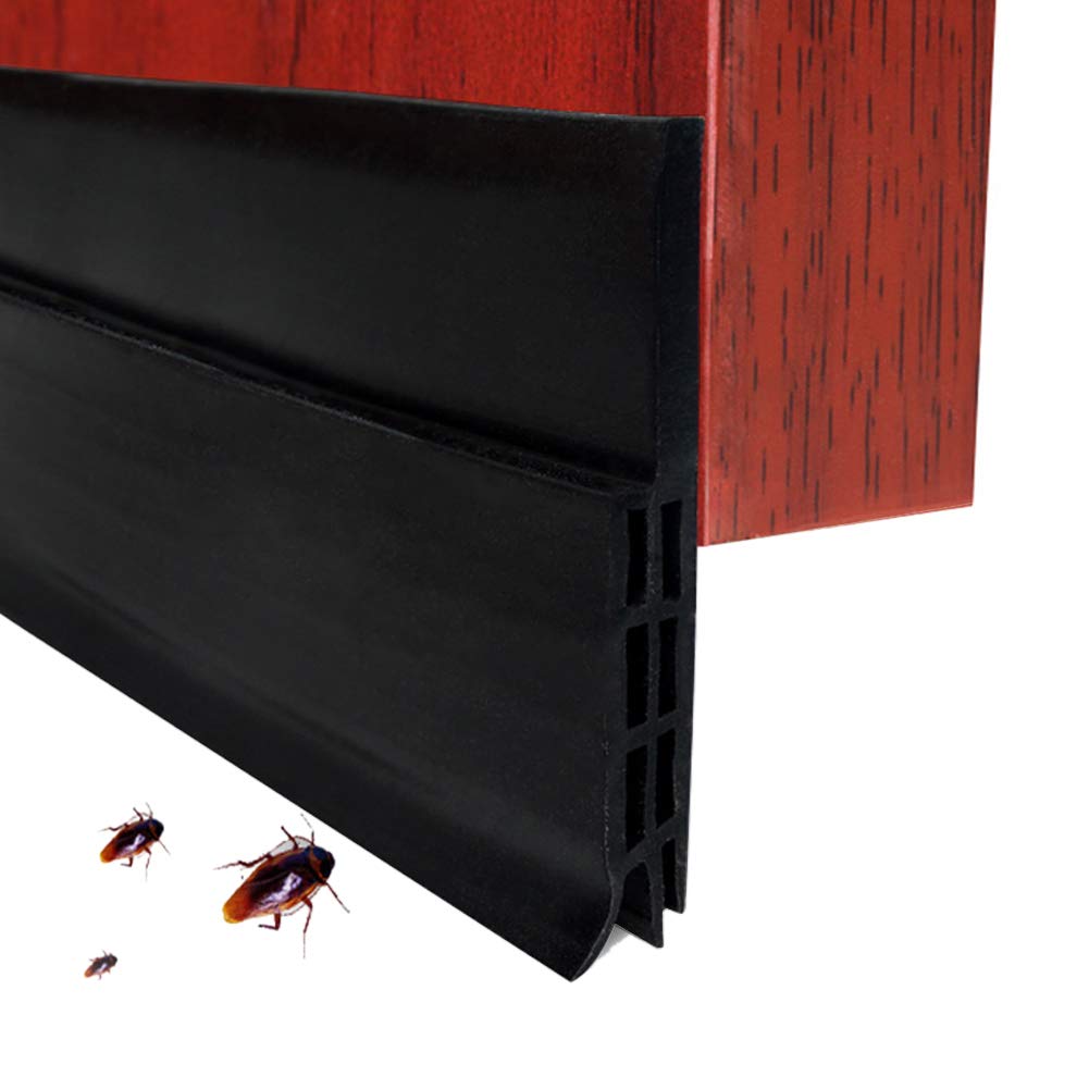 Guarnizione Sottoporta in Gomma Adesiva 200cm x 5cm, Nero