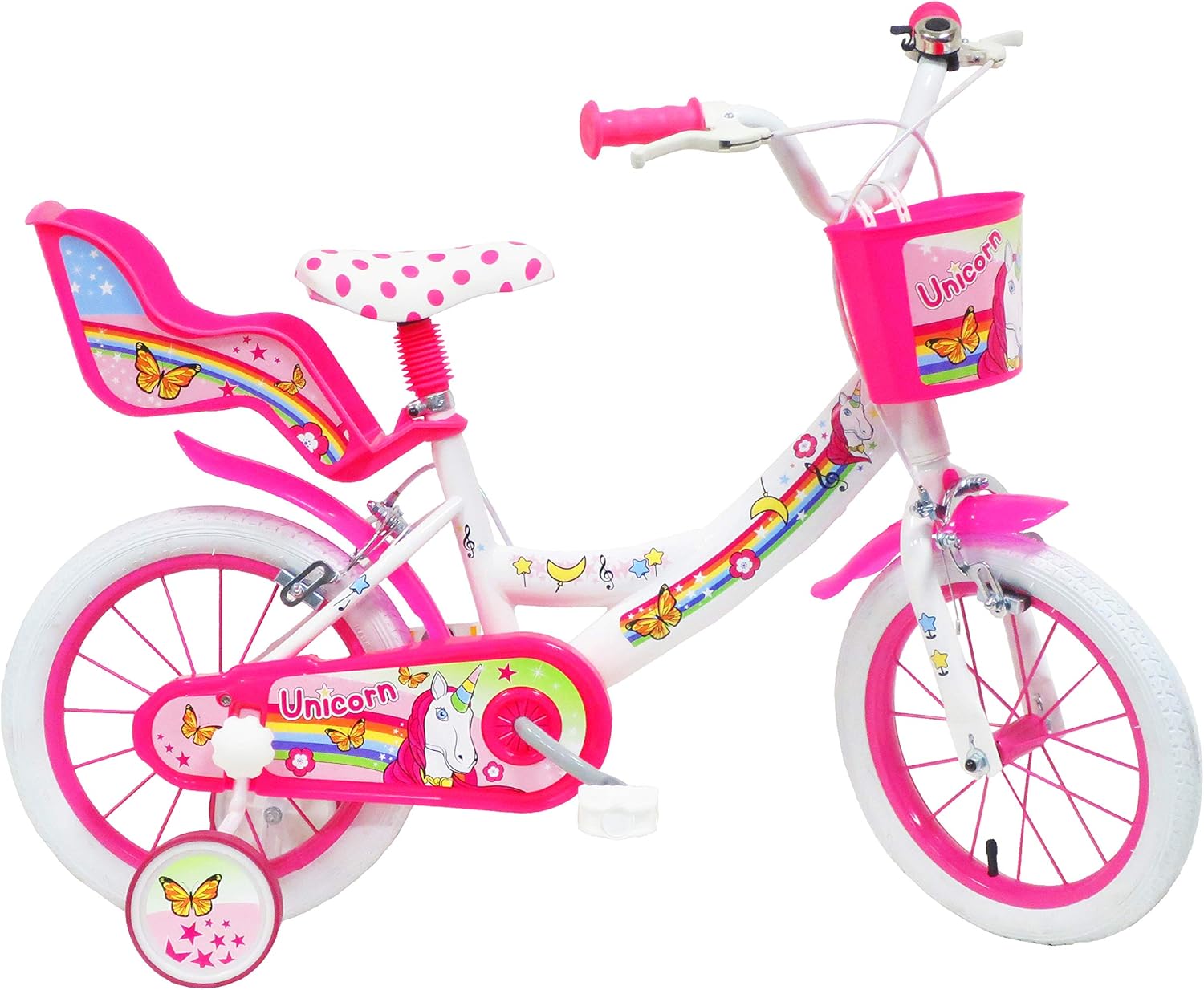 Unicorn, Bicicletta Bambino, Bianco-Rosa, Misura 14" - immagine 1