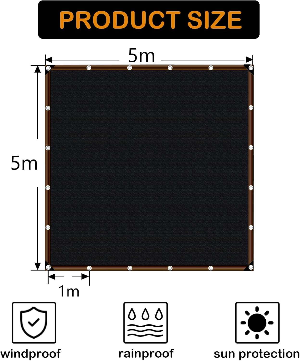Rete Ombreggiante 5x5m con Occhielli - immagine 6