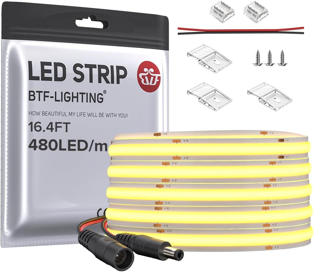 Btf-lighting FCOB COB Striscia LED 5M DC24V Bianco Freddo - immagine 1