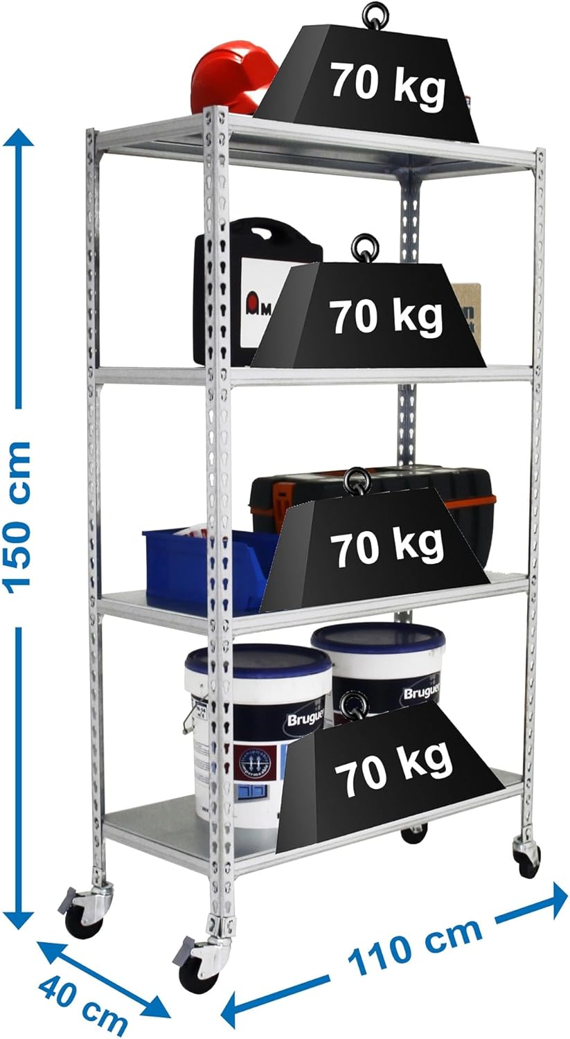 Simon Rack Scaffale Metallo Garage 4 Ripiani 75kg - immagine 2