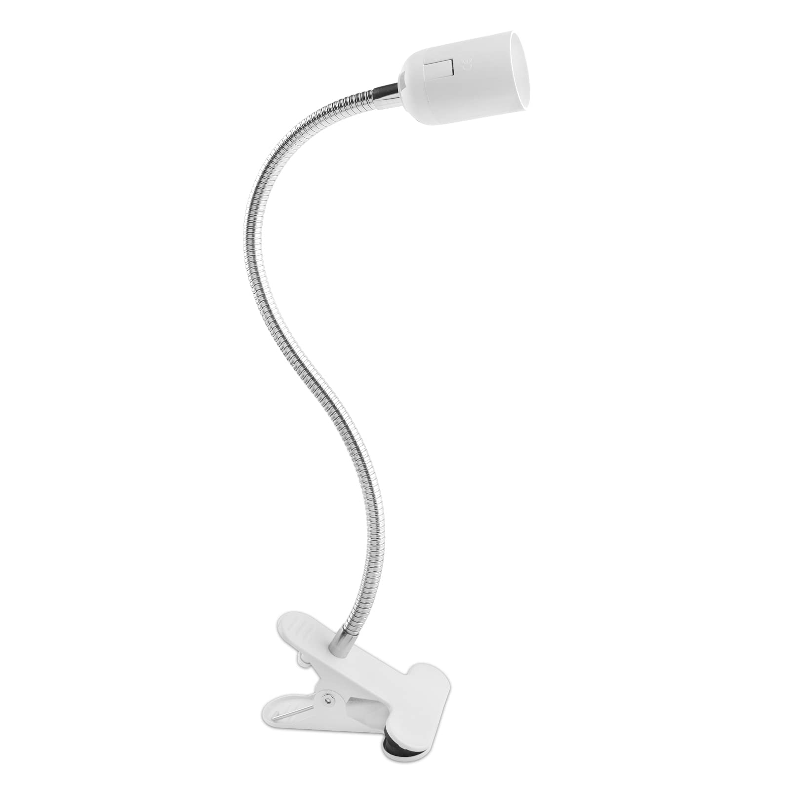 Portalampada E27 con Pinza e Interruttore, Bianco