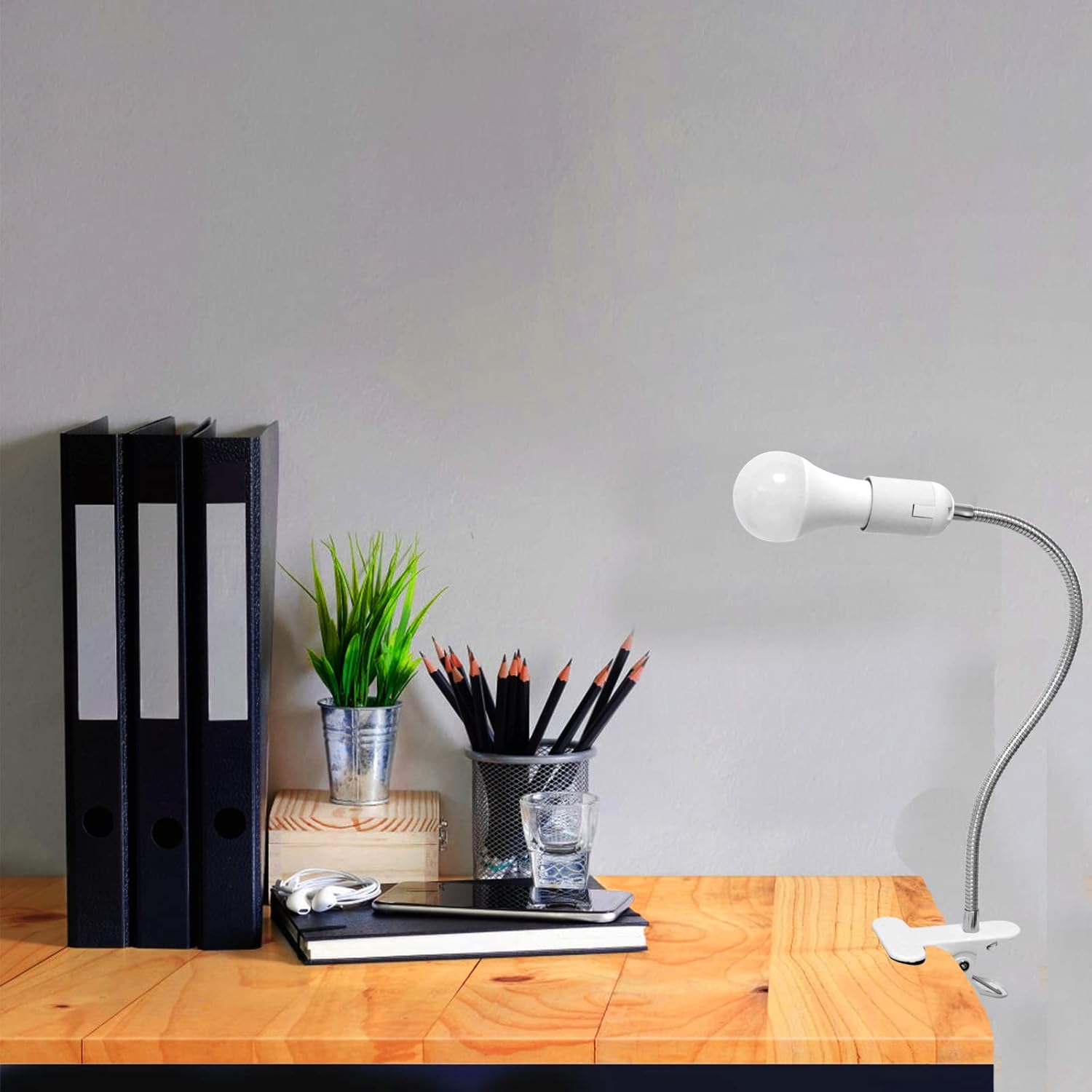 Portalampada E27 con Pinza e Interruttore, Bianco - immagine 6