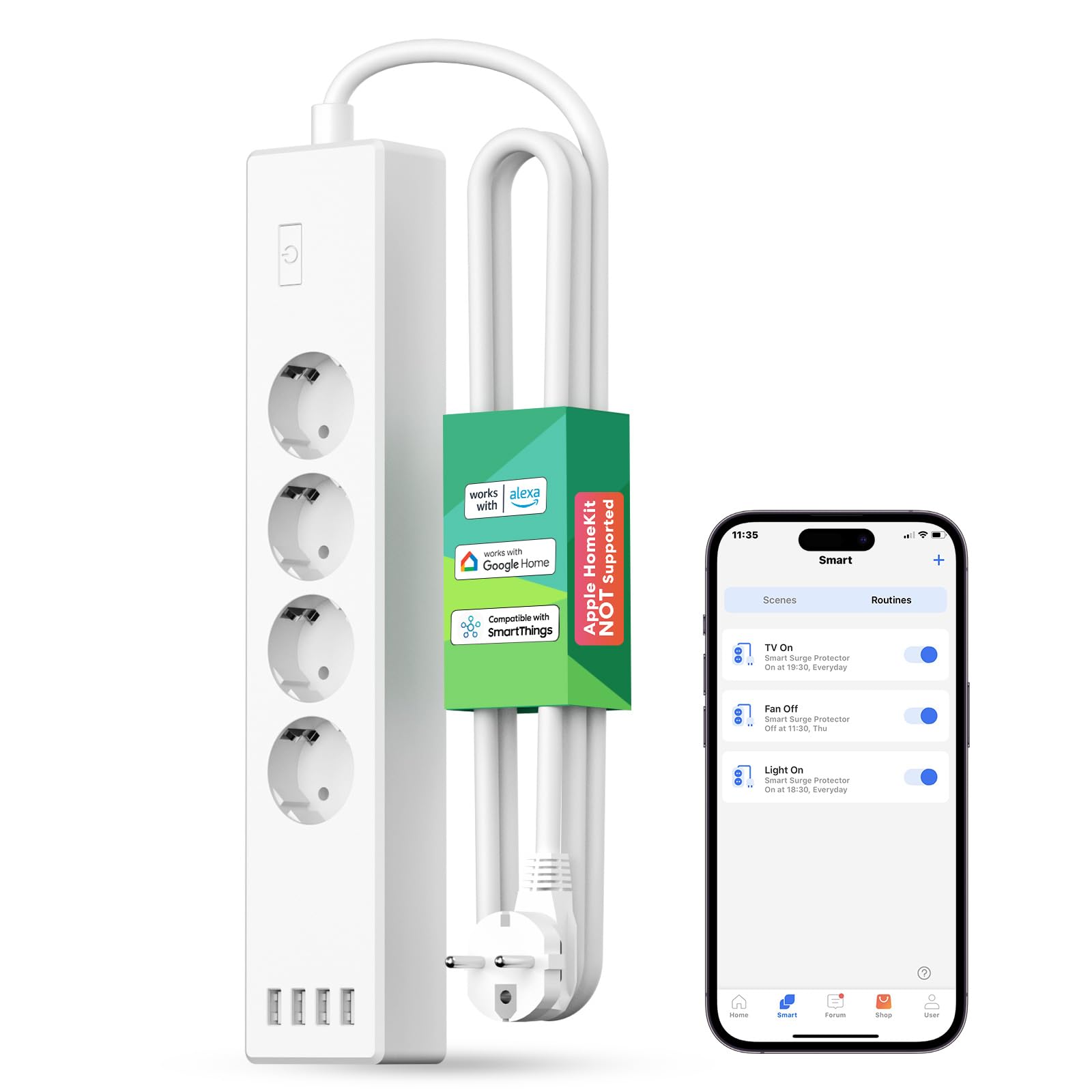 Meross Ciabatta WiFi Smart 4000W con 4 Prese e 4 USB